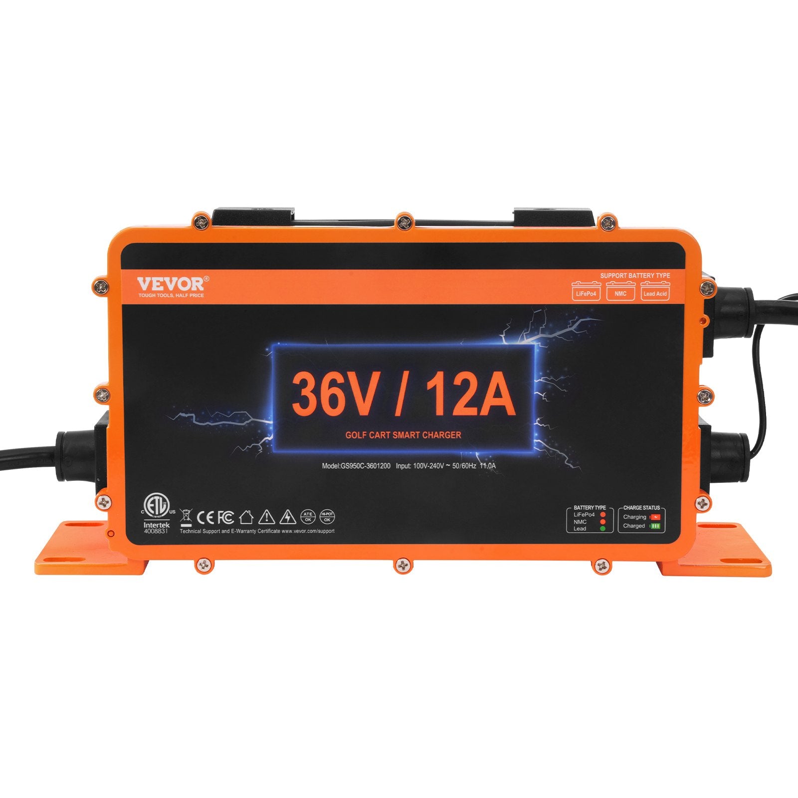 VEVOR 12 AMP Golf Cart Smart Battery Charger for EZGO D-Style IP67 ETL 9