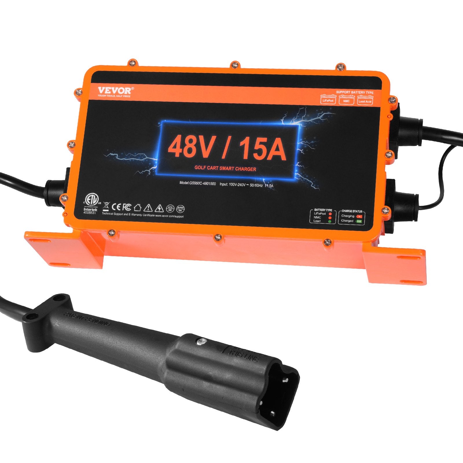 VEVOR 15 AMP Golf Cart Smart Battery Charger for Yamaha G29 Plug IP67 9
