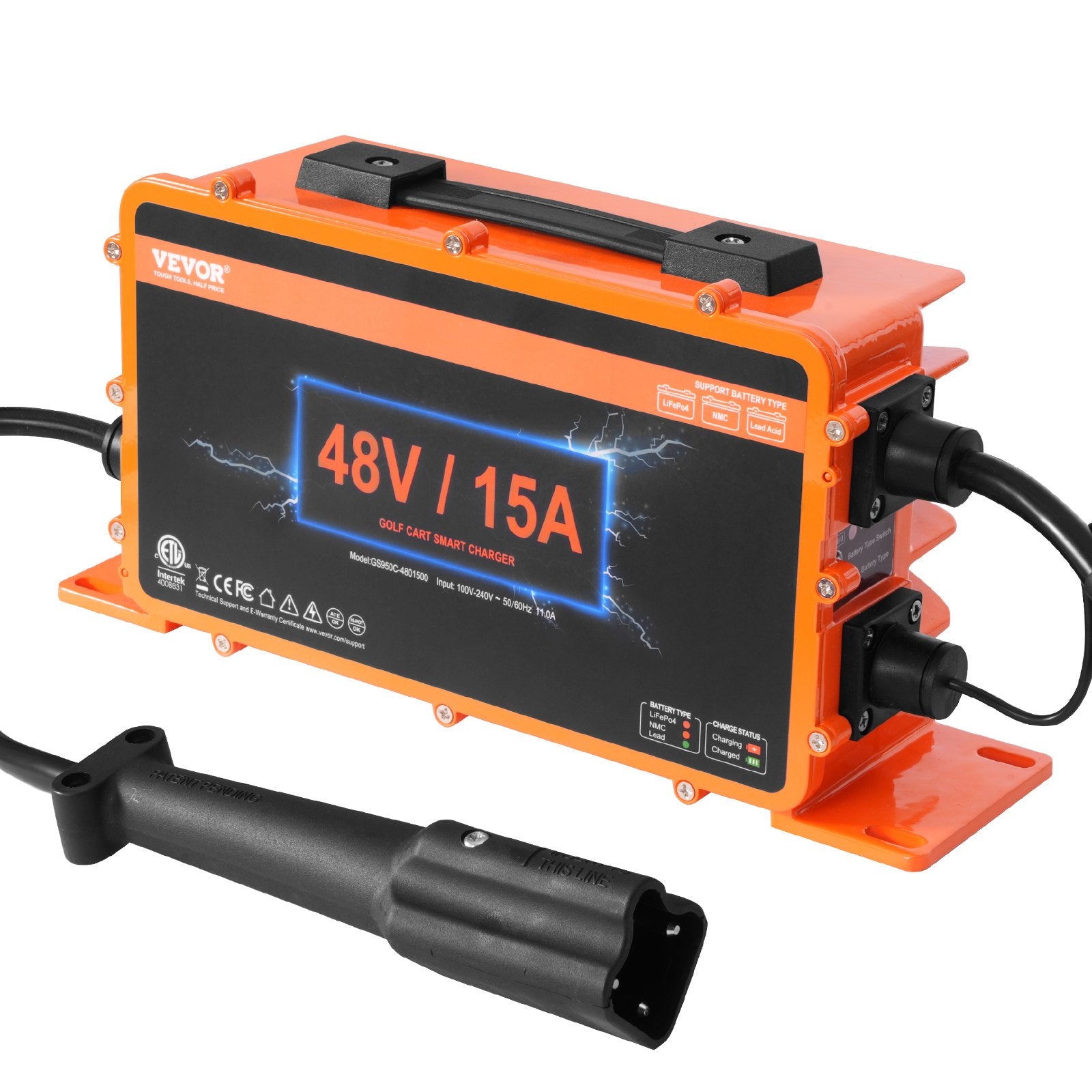 VEVOR 15 AMP Golf Cart Smart Battery Charger for Yamaha G29 Plug IP67 11