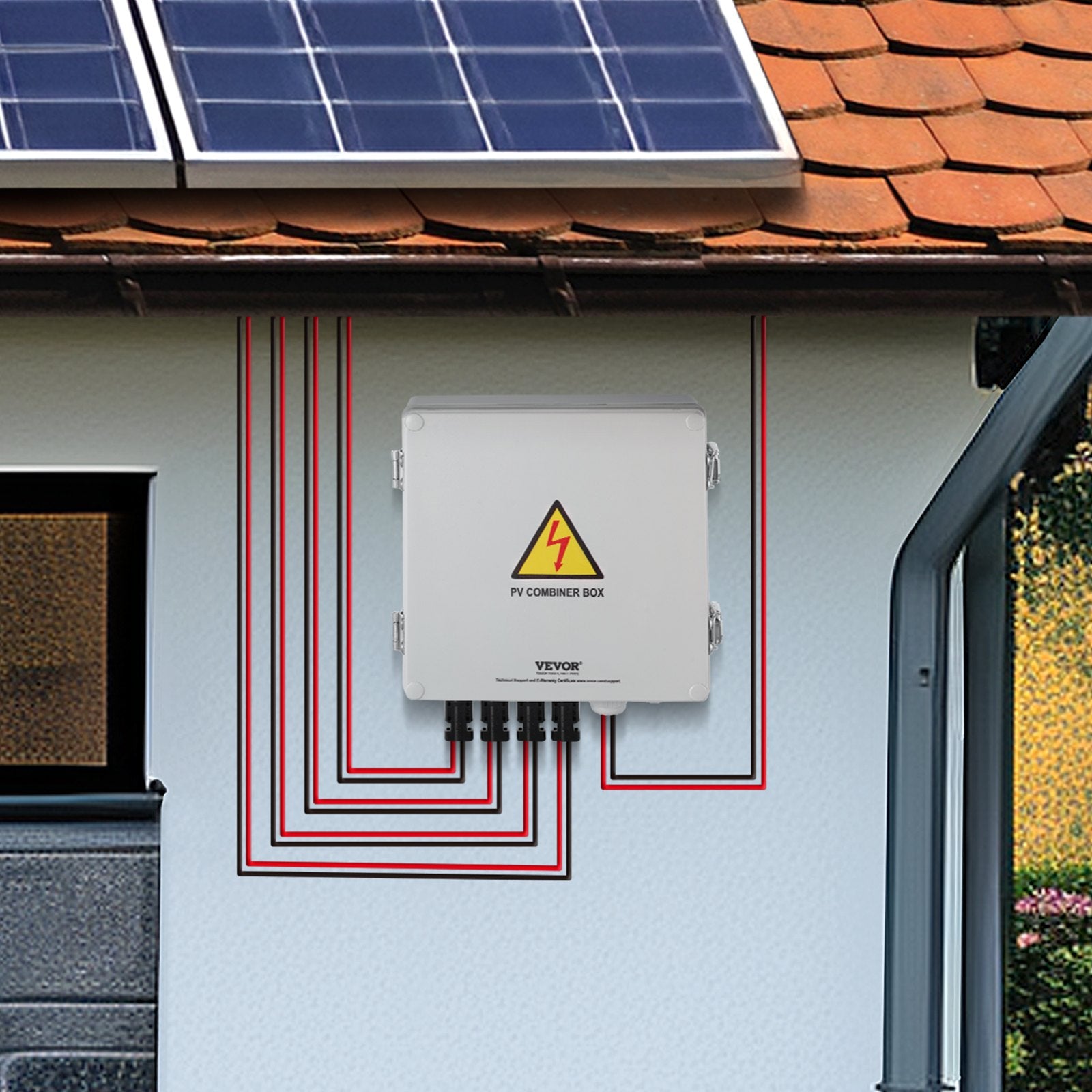 VEVOR Solar PV Combiner Box 4 String 10A for Solar Panel System ABS Case IP65 8