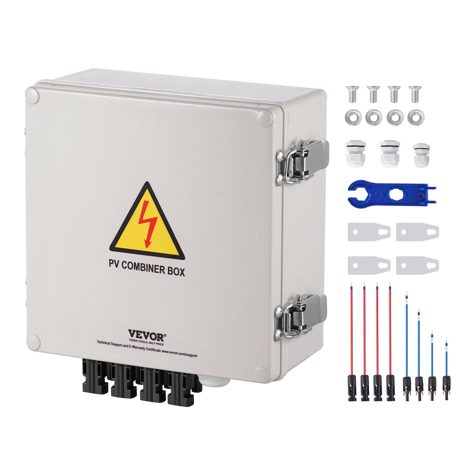 VEVOR Solar PV Combiner Box 4 String 10A for Solar Panel System ABS Case IP65 9