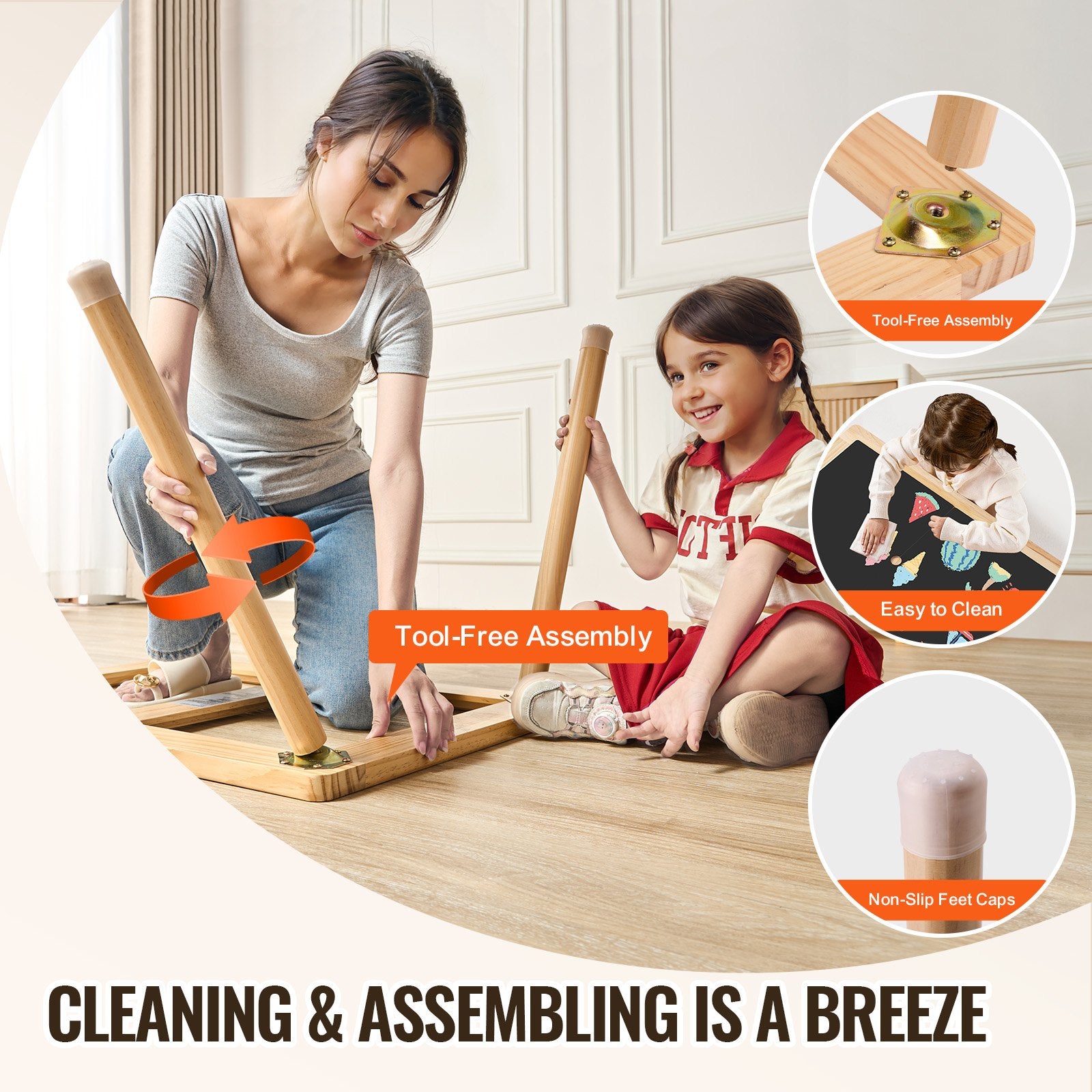 VEVOR Kids Sensory Table Sand Water Play Table with 1 Paper Roll 3 Storage Bins 6