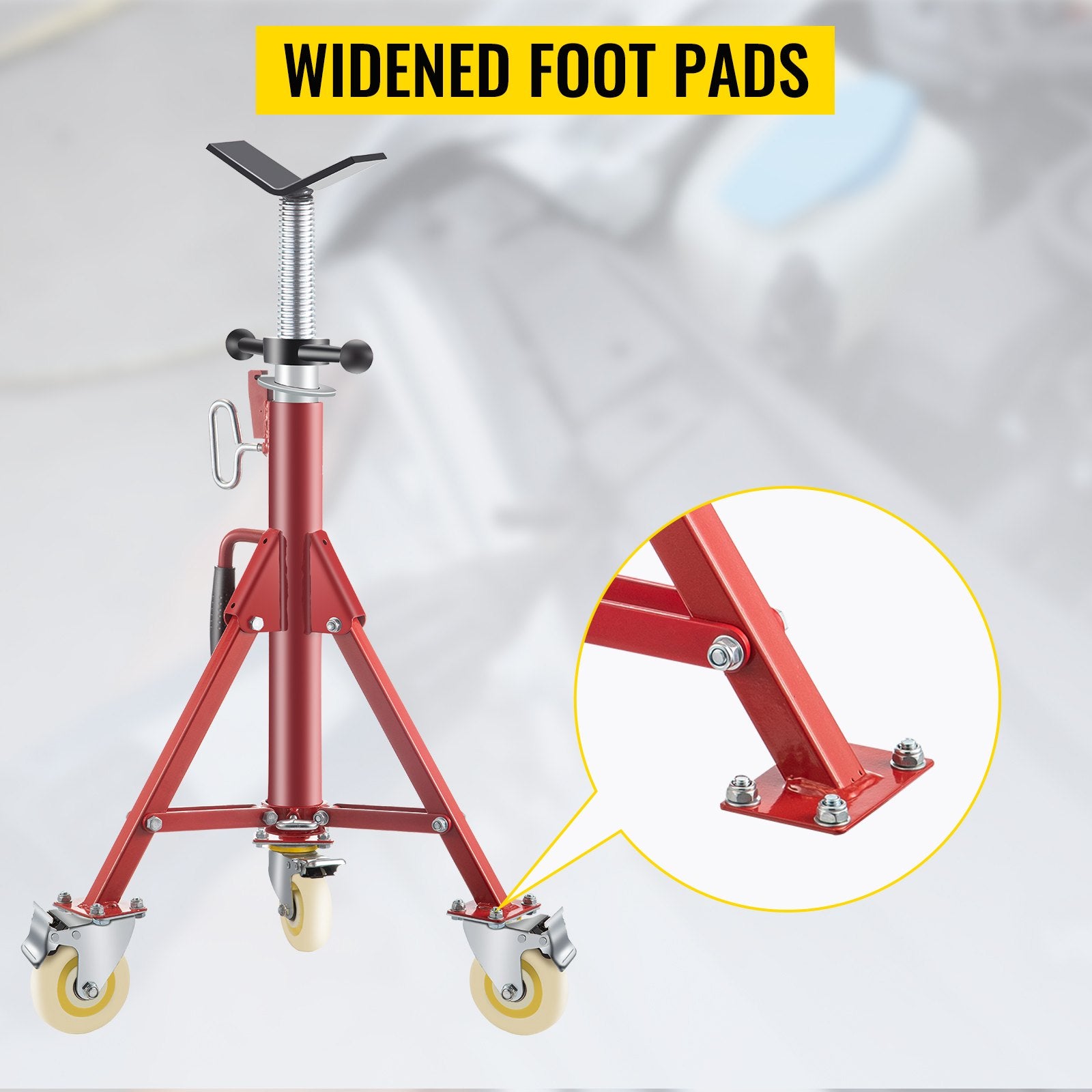 VEVOR Pipe Stand, Pipe Jack Stands with Casters Adjustable Height 28-52 Inch, V Head Pipe Stand 882 LB, Folding Portable Pipe Stands 1/8 to 12 Inch Pipe Supporting, Steel Jack Stand 6