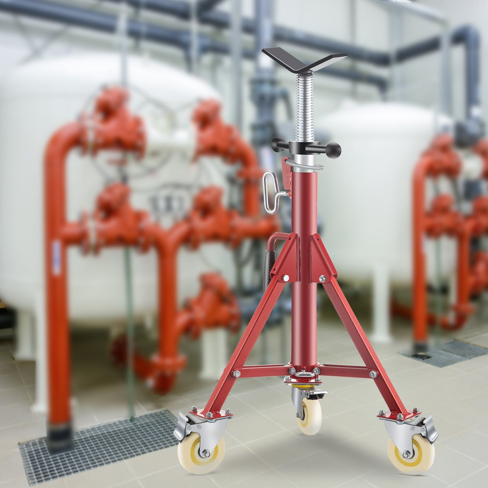 VEVOR Pipe Stand, Pipe Jack Stands with Casters Adjustable Height 28-52 Inch, V Head Pipe Stand 882 LB, Folding Portable Pipe Stands 1/8 to 12 Inch Pipe Supporting, Steel Jack Stand 8