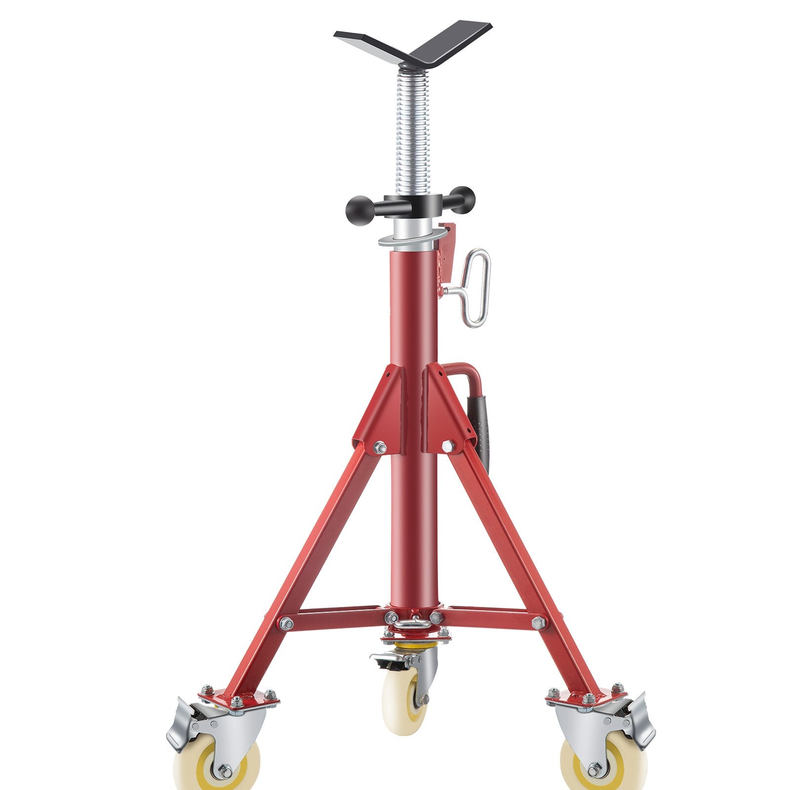 VEVOR Pipe Stand, Pipe Jack Stands with Casters Adjustable Height 28-52 Inch, V Head Pipe Stand 882 LB, Folding Portable Pipe Stands 1/8 to 12 Inch Pipe Supporting, Steel Jack Stand 11