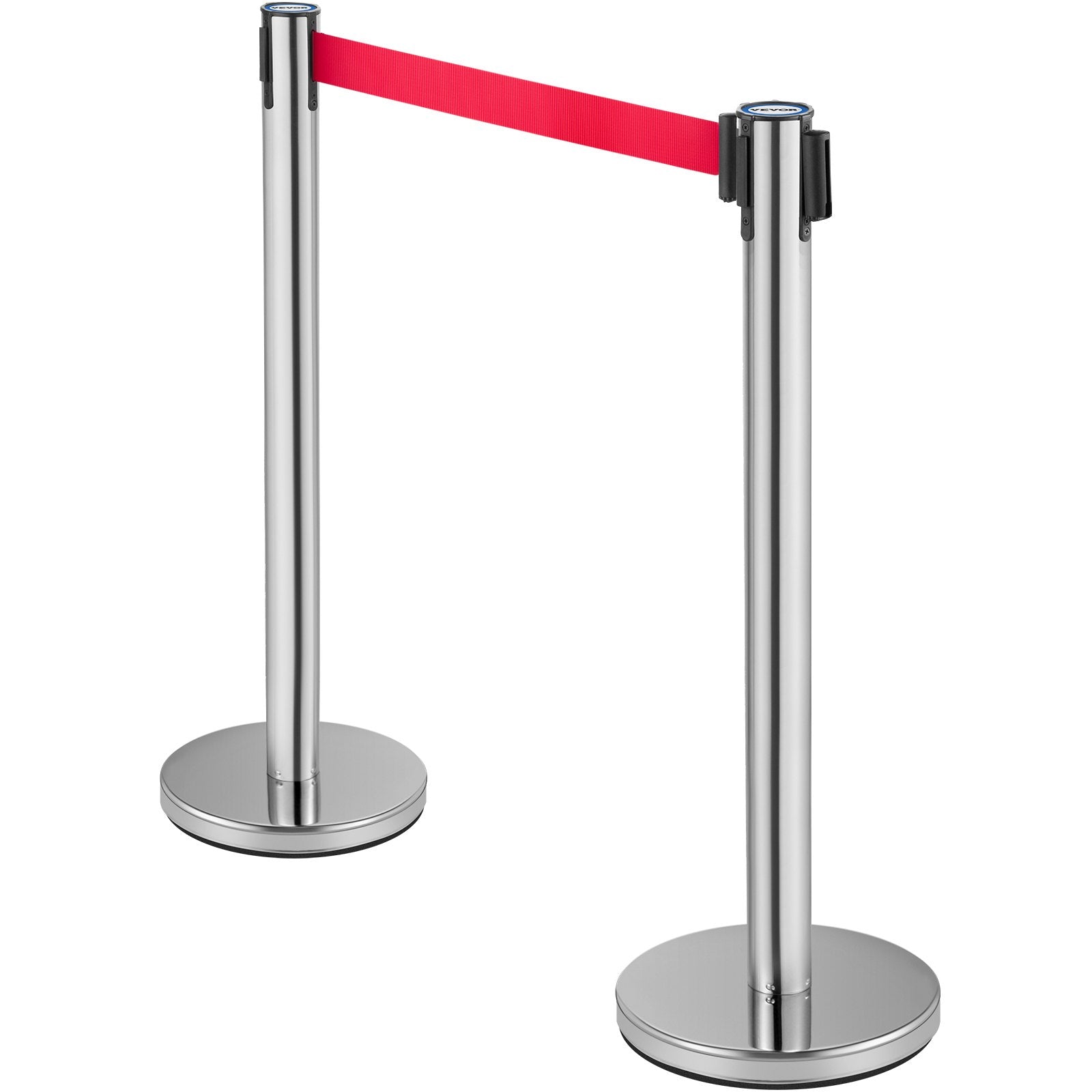 VEVOR Crowd Control Stanchion, Set of 6 Pieces Stanchion Set, Stanchion Set with 2 m Red Retractable Belt, Crowd Control Barrier with Rubber Base – Easy Connect Assembly for Crowd Control (Silver) 11