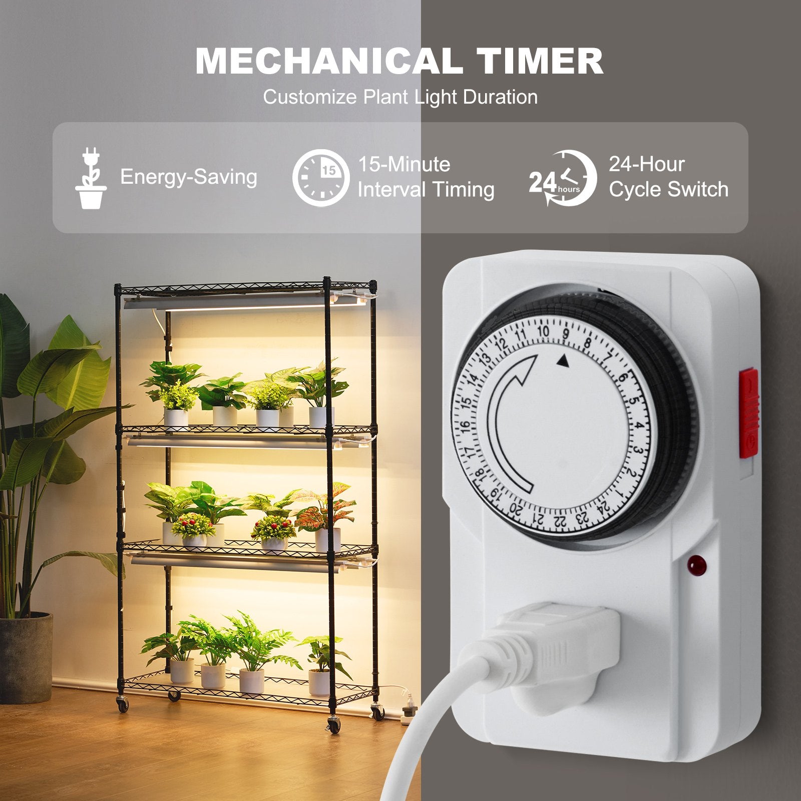 VEVOR Plant Stand with Grow Lights 4 Tiers 180W 150 cm Tall Plant Grow Shelf 3