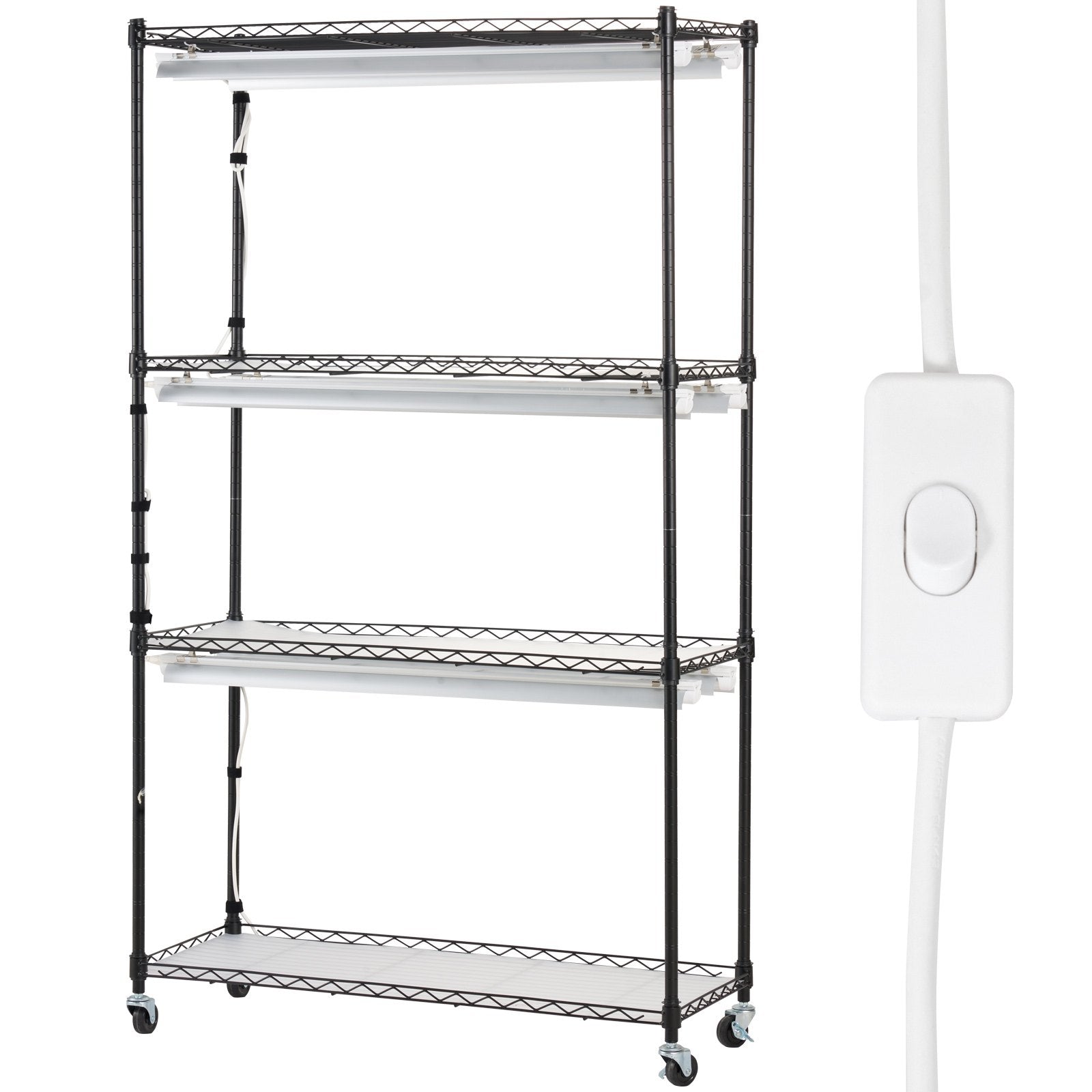 VEVOR Plant Stand with Grow Lights 4 Tiers 180W 150 cm Tall Plant Grow Shelf 9