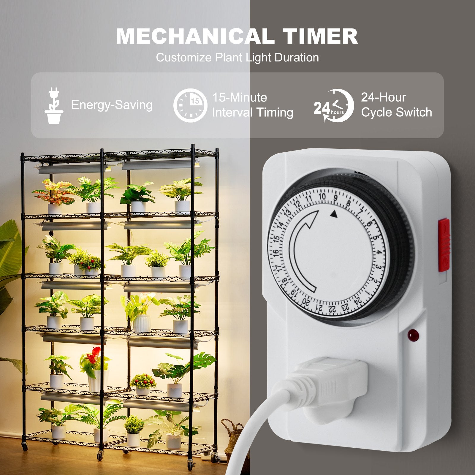 VEVOR Plant Stand with Grow Light 6 Tiers 200W 59.1" Indoor Plant Grow Shelf 3