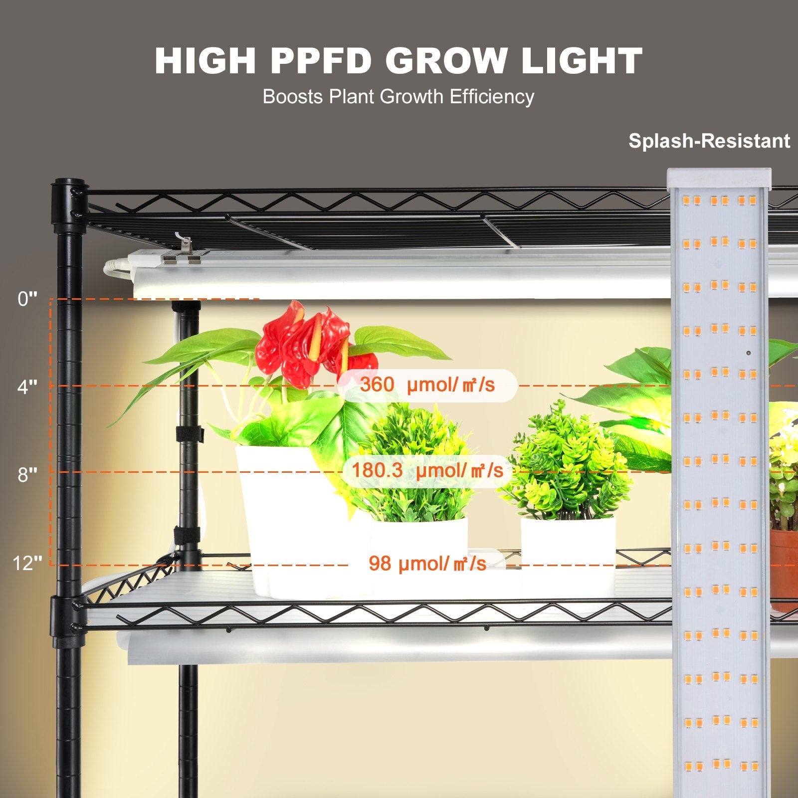 VEVOR Plant Stand with Grow Light 6 Tiers 200W 59.1" Indoor Plant Grow Shelf 4