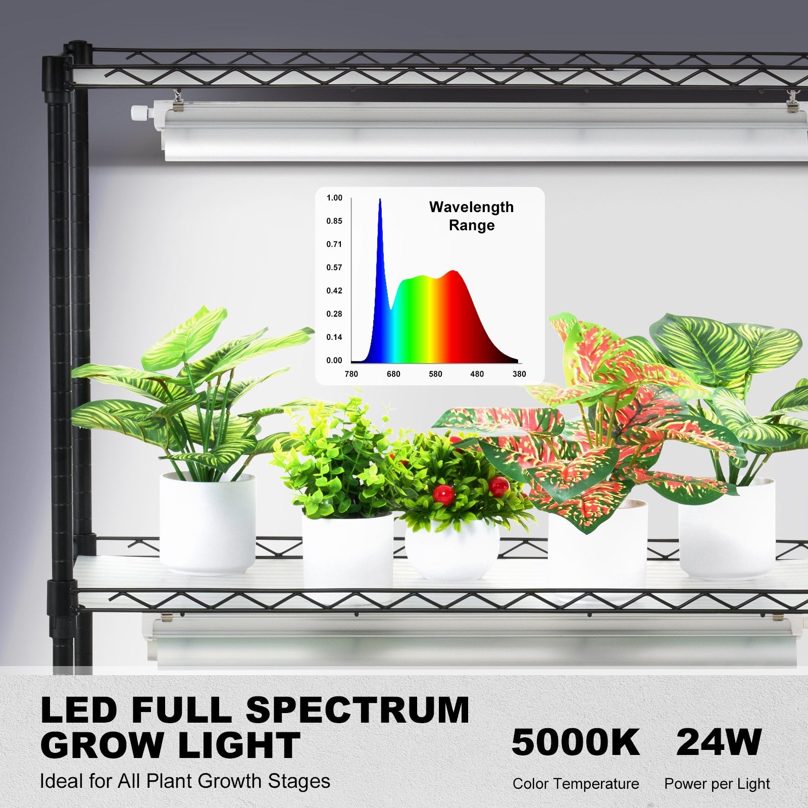 VEVOR DIY Plant Stand with Grow Lights 6 Tiers 192W 70.9" Tall Plant Grow Shelf 4