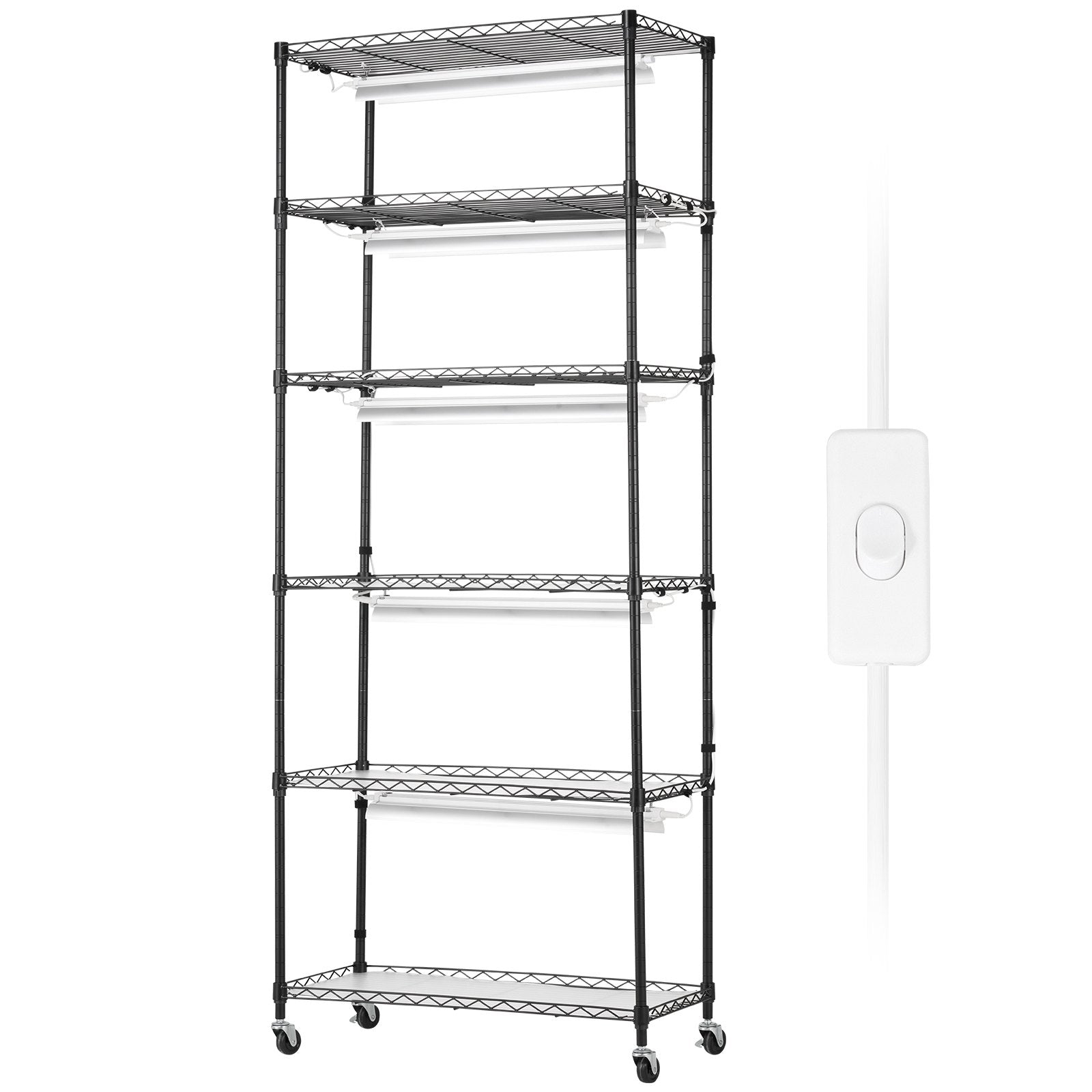 VEVOR DIY Plant Stand with Grow Lights 6 Tiers 192W 70.9" Tall Plant Grow Shelf 9