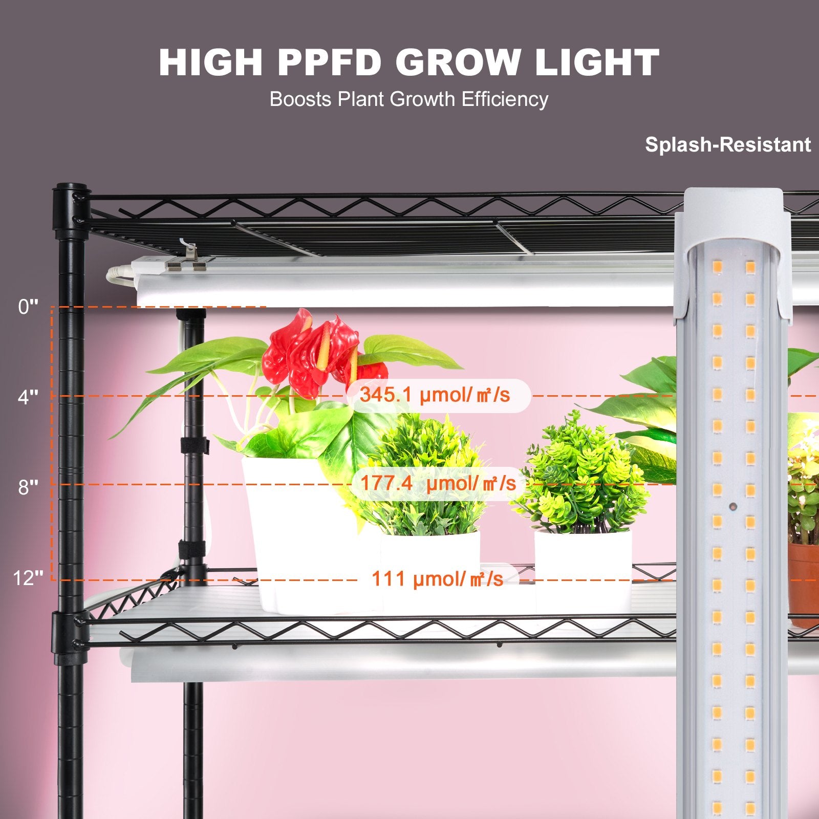 VEVOR Plant Stand with Grow Light 6 Tiers 180W 180 cm  Indoor Plant Grow Shelf 4