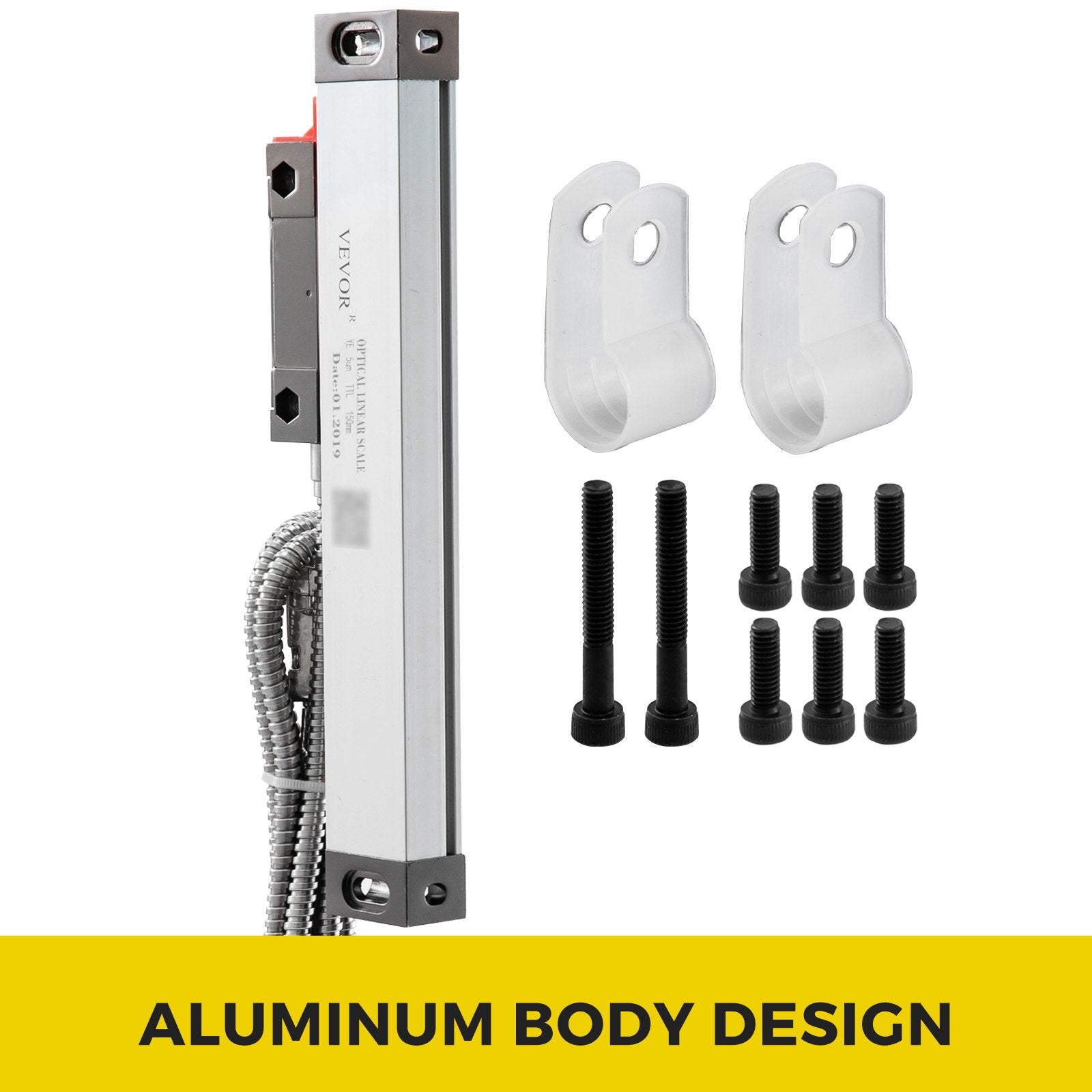 VEVOR Lathe Linear Scale 150 mm Linear Glass Scale, High Accuracy 0.0002" Optical Length, Precision Linear Scale, Aluminum Body for Drilling, Grinding, Mill Milling Lathe machine with Accessories 3