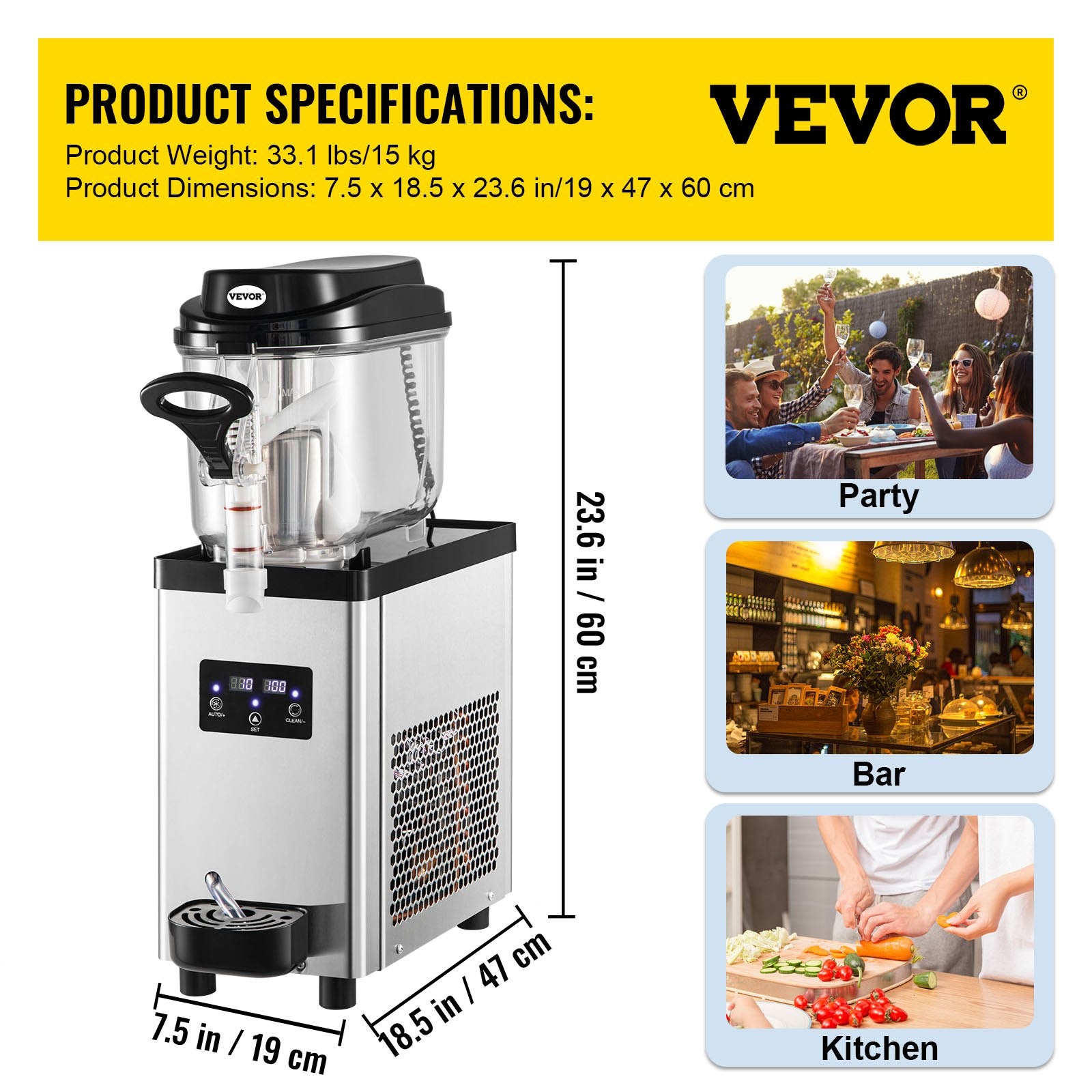 VEVOR Commercial Slush Machine Frozen Drink Slushy Making Machine 6L/1.6 Gallons 7