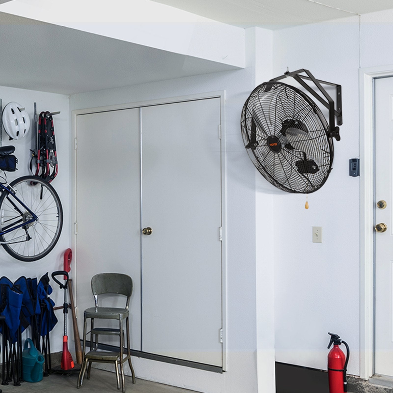 VEVOR Industrial Wall Mount Fan Waterproof Metal Fan 17.6'' 3 Speed Airflow 7