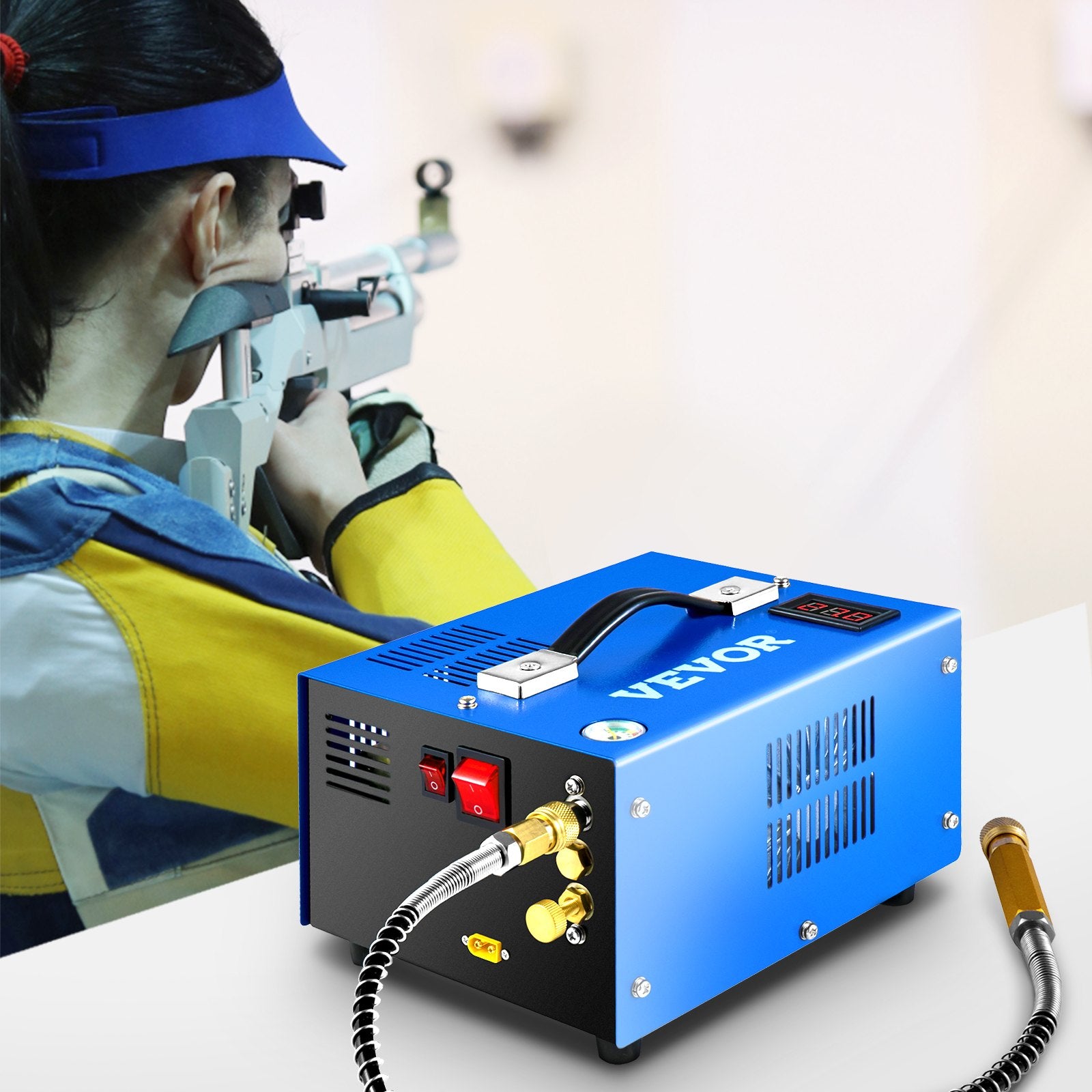VEVOR PCP Air Compressor Scuba Compressor 4500PSI Manual-Stop 12V/220V w/Adapter 7