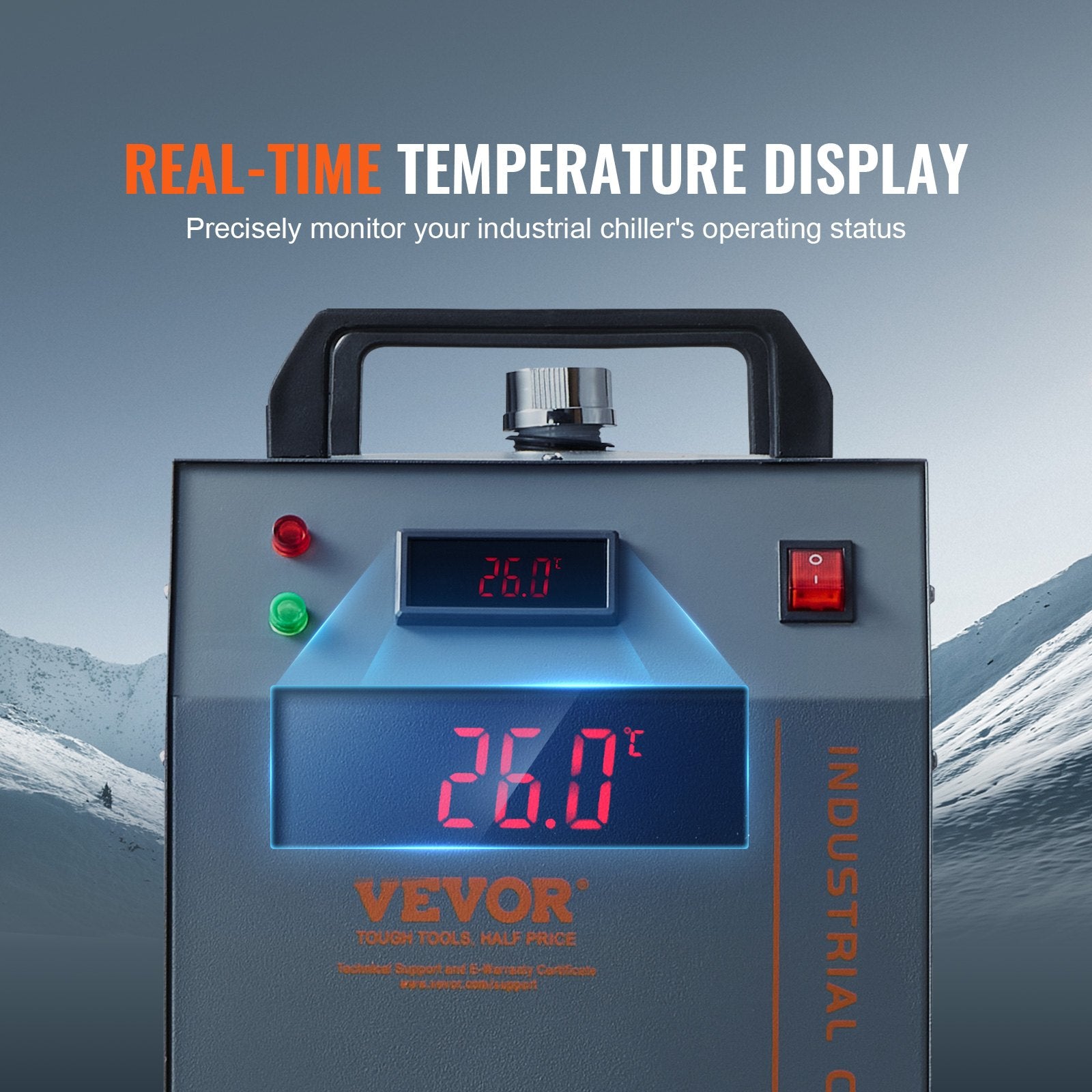 VEVOR Industrial Water Chiller, CW-3000(PRO), 150W Air-Cooled Industrial Water Cooler Cooling System with 12L Water Tank Capacity 18 L/min Max Flow Rate, for Laser Engraving Machine Cooling Machine 5