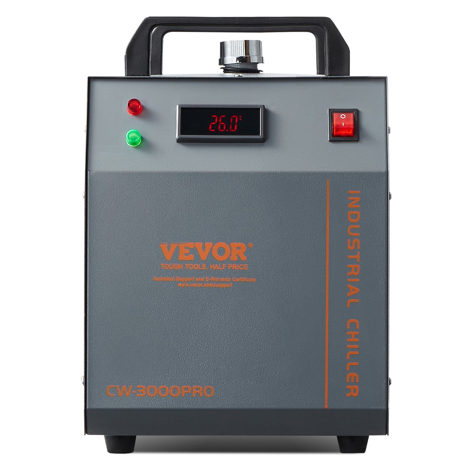 VEVOR Industrial Water Chiller, CW-3000(PRO), 150W Air-Cooled Industrial Water Cooler Cooling System with 12L Water Tank Capacity 18 L/min Max Flow Rate, for Laser Engraving Machine Cooling Machine 11