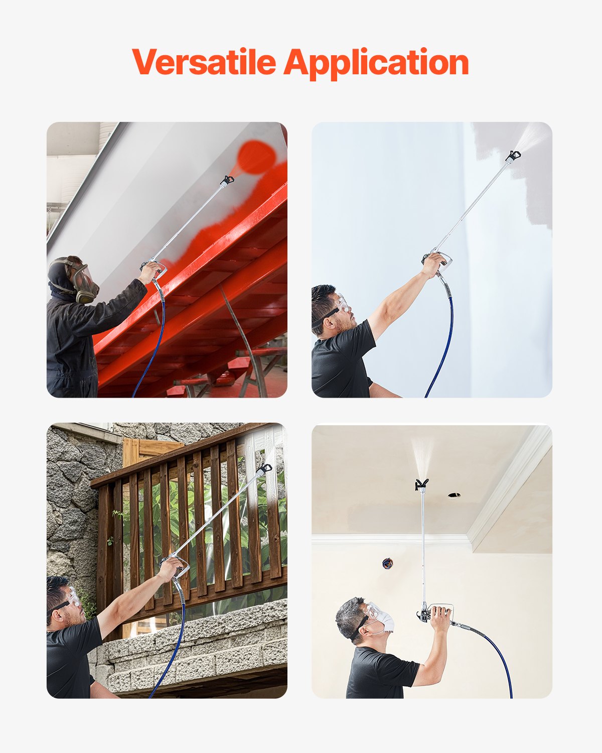 VEVOR Airless Paint Spray Gun and Hose Kit 3600PSI with Extension Rods Filters 6