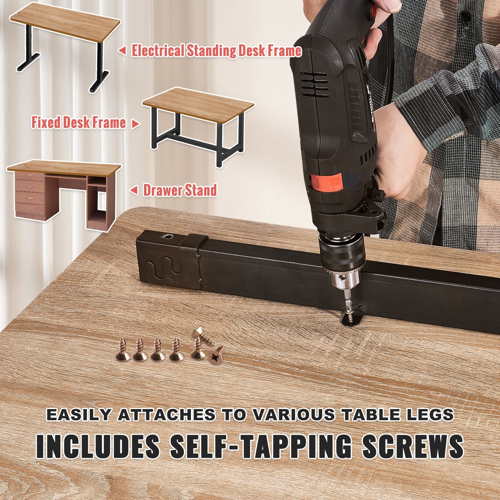 VEVOR Table Top, 63" x 31.5" x 1", 220.5 lbs Load Capacity, Universal One-Piece Particle Board Desktop for Height Adjustable Electric Standing Desk Frame, Rectangular Countertop for Home & Office Desk 4