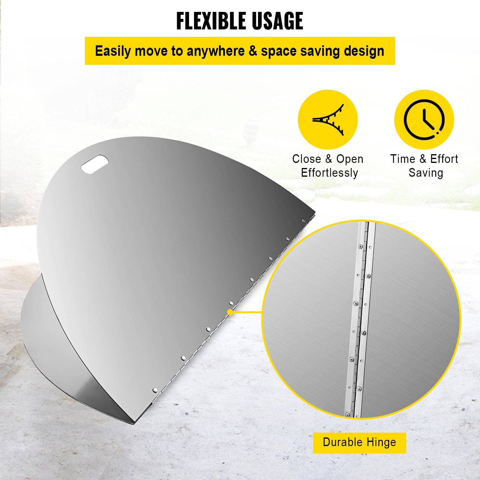 VEVOR Fire Pit Lid Round 40 Inch Foldable Fire Pit Ring Snuff Cover 430 Stainless Steel Fire Pit Spark Screen Cover 3mm Thickness 5