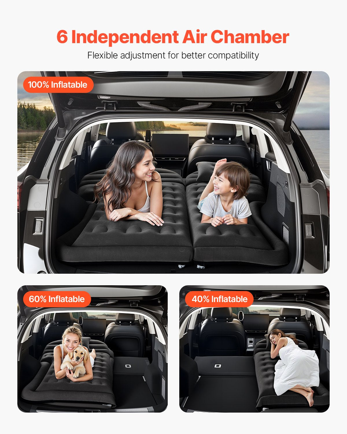 VEVOR Car Air Mattress Inflatable Car Camping Travel Sleeping Bed SUV MPV Sedan
