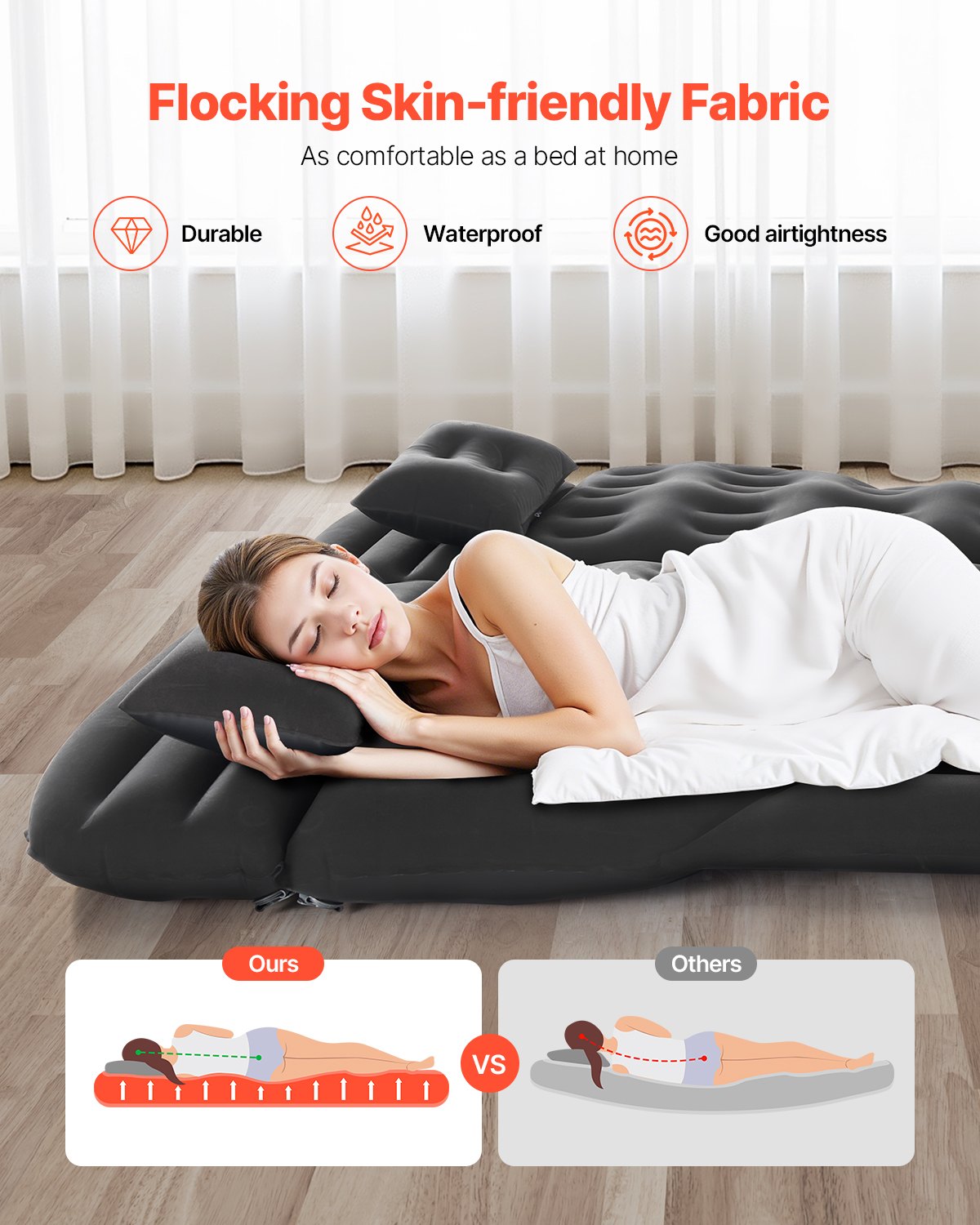 VEVOR Car Air Mattress Inflatable Car Camping Travel Sleeping Bed SUV MPV Sedan 3