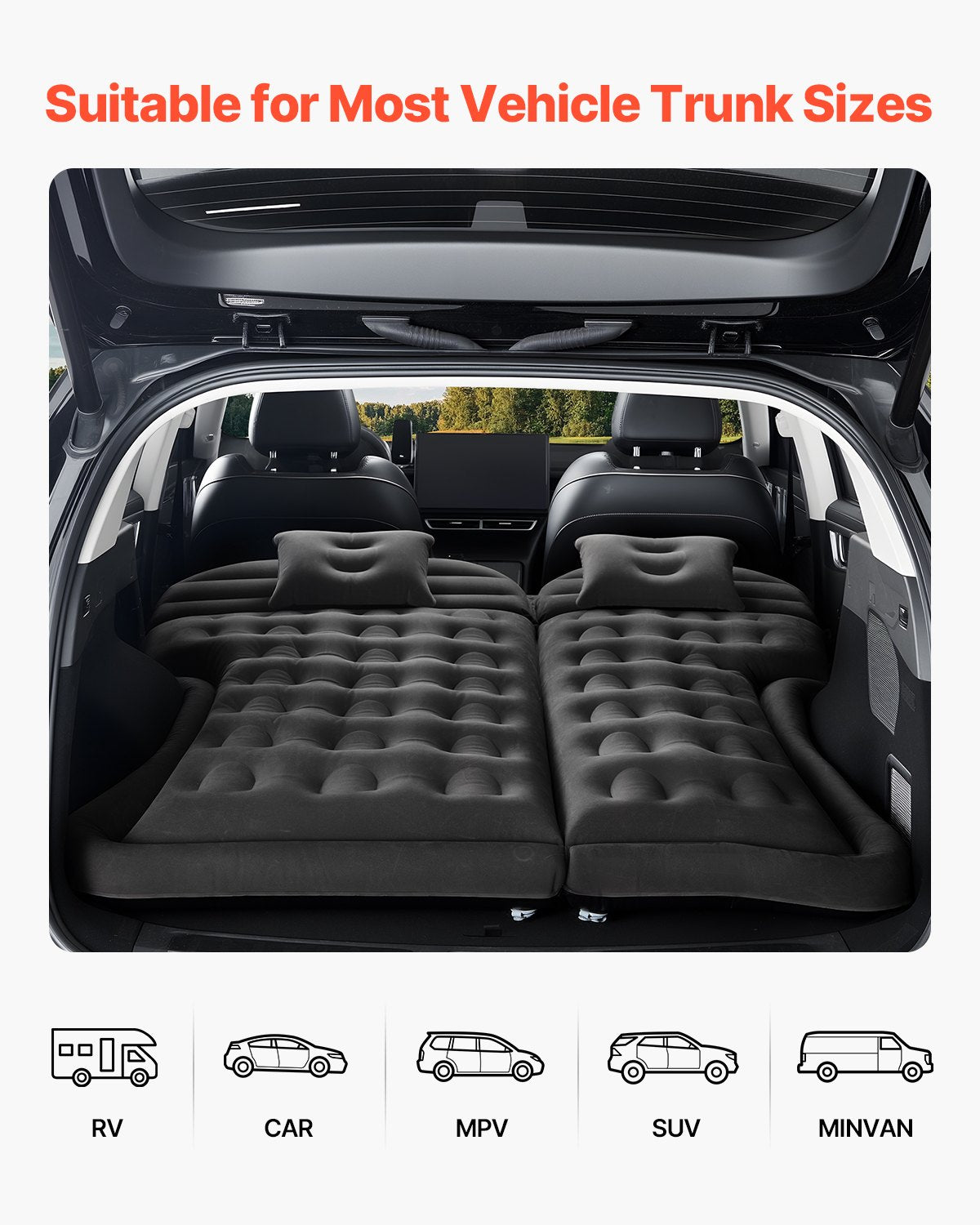 VEVOR Car Air Mattress Inflatable Car Camping Travel Sleeping Bed SUV MPV Sedan 4