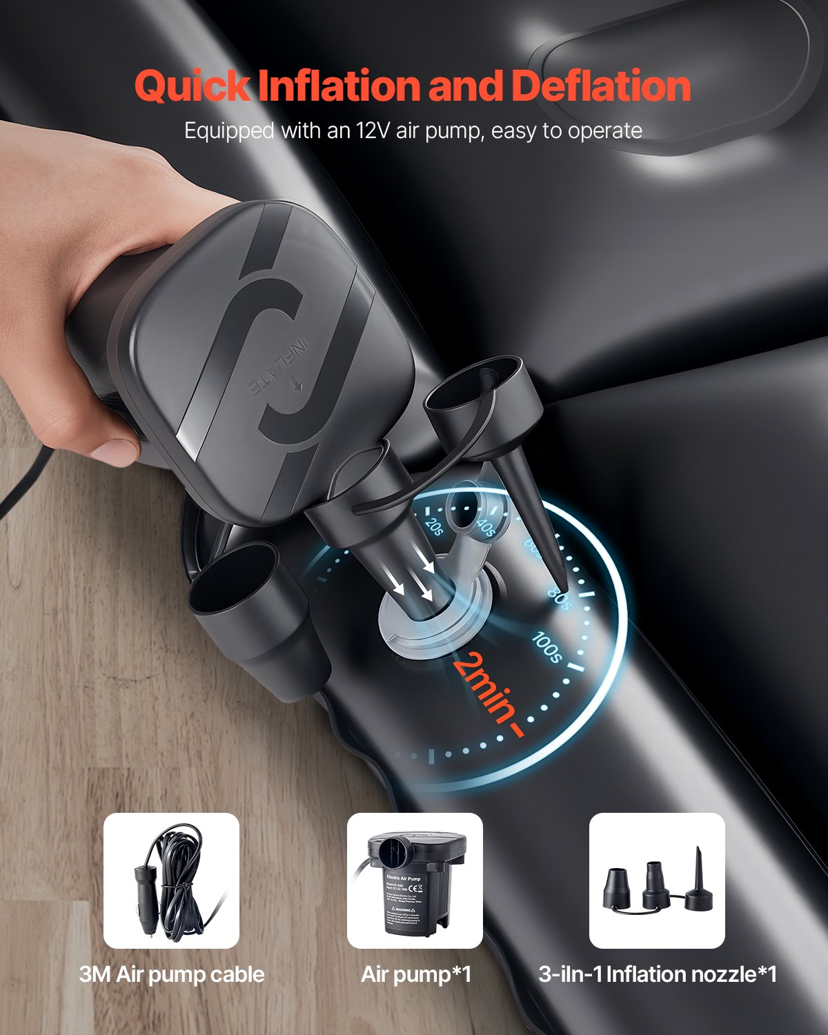 VEVOR Car Air Mattress Inflatable Car Camping Travel Sleeping Bed SUV MPV Sedan 5