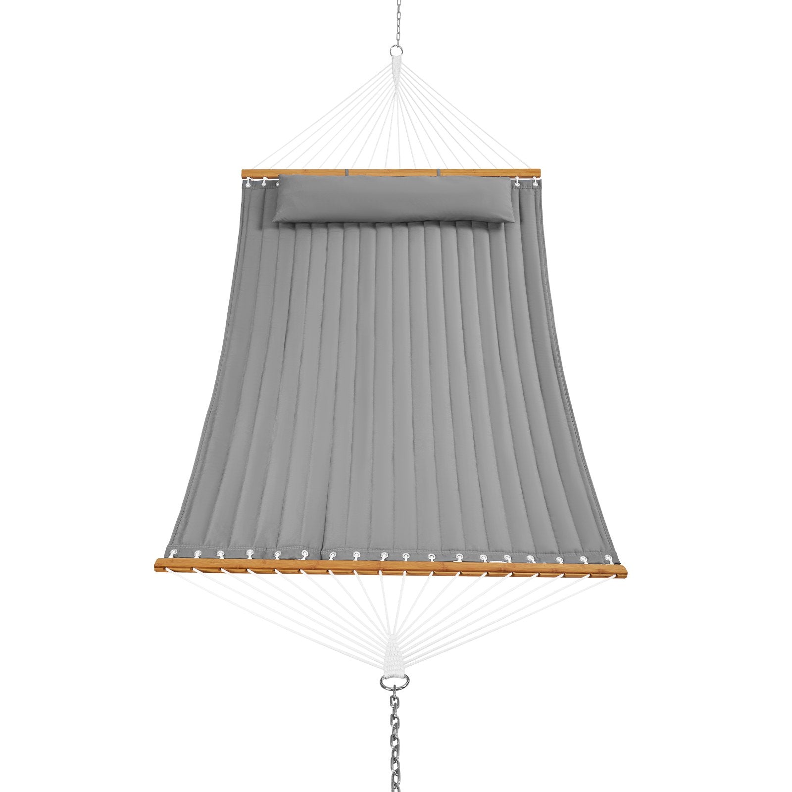 VEVOR Double Quilted Fabric Hammock, 12 FT Double Hammock with Hardwood Spreader Bars, 2 Person Quilted Hammock with Detachable Pillow and Chains for Camping Outdoor Patio Yard Beach, 480 lbs Capacity 11