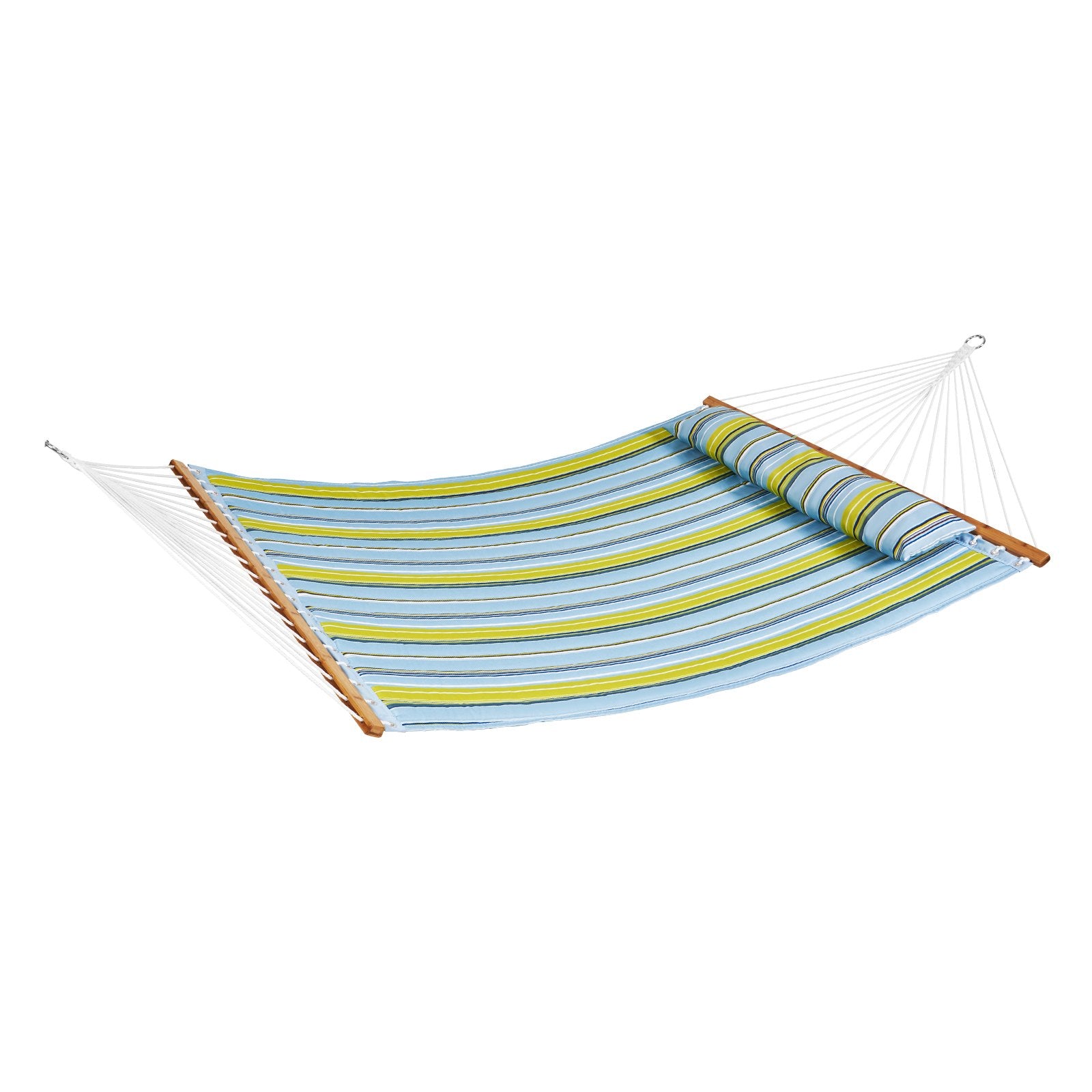 VEVOR Double Quilted Fabric Hammock, 12 FT Double Hammock with Hardwood Spreader Bars, 2 Person Quilted Hammock with Detachable Pillow and Chains for Camping Outdoor Patio Yard Beach, 480 lbs Capacity 10