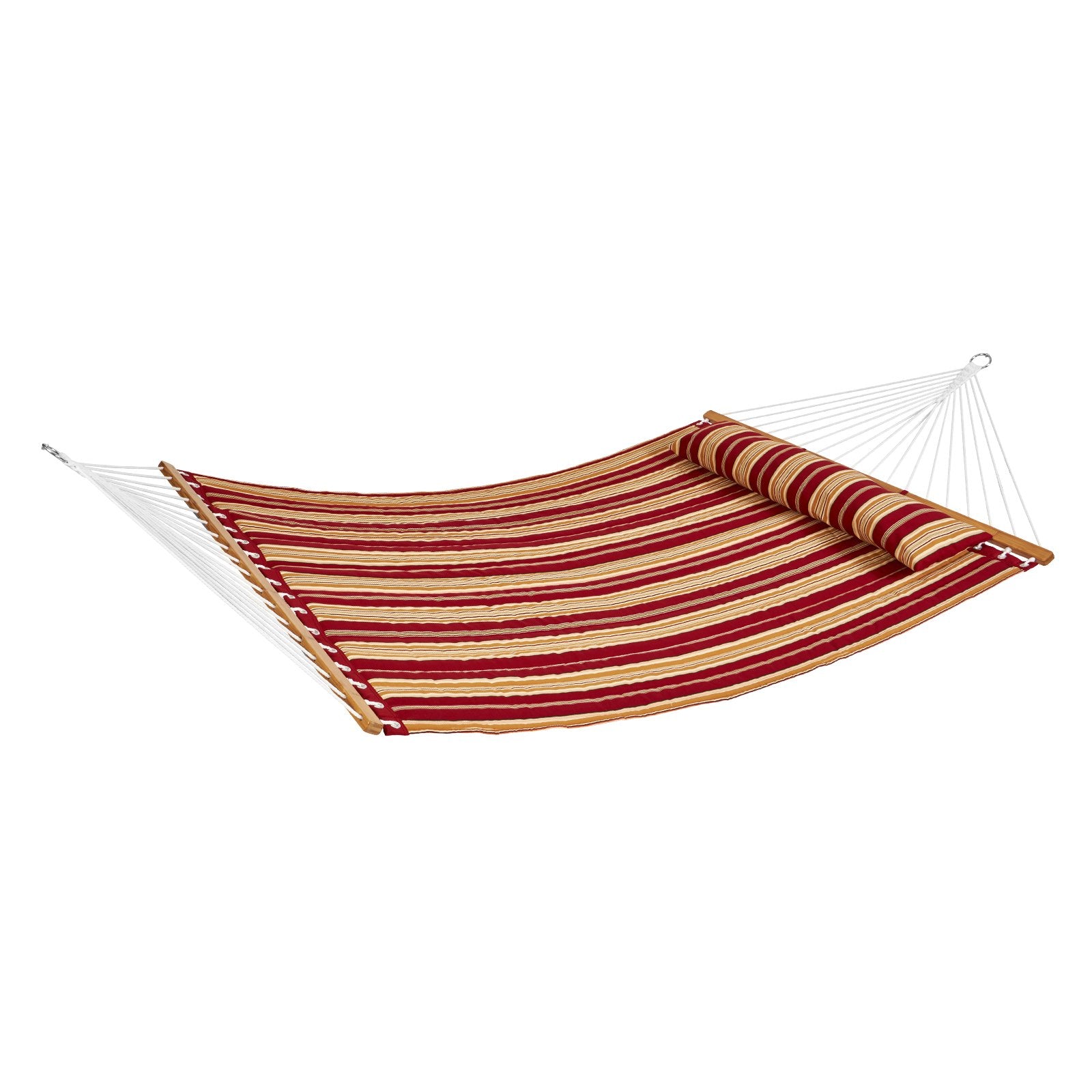 VEVOR Double Quilted Fabric Hammock, 12 FT Double Hammock with Hardwood Spreader Bars, 2 Person Quilted Hammock with Detachable Pillow and Chains for Camping Outdoor Patio Yard Beach, 480 lbs Capacity 10