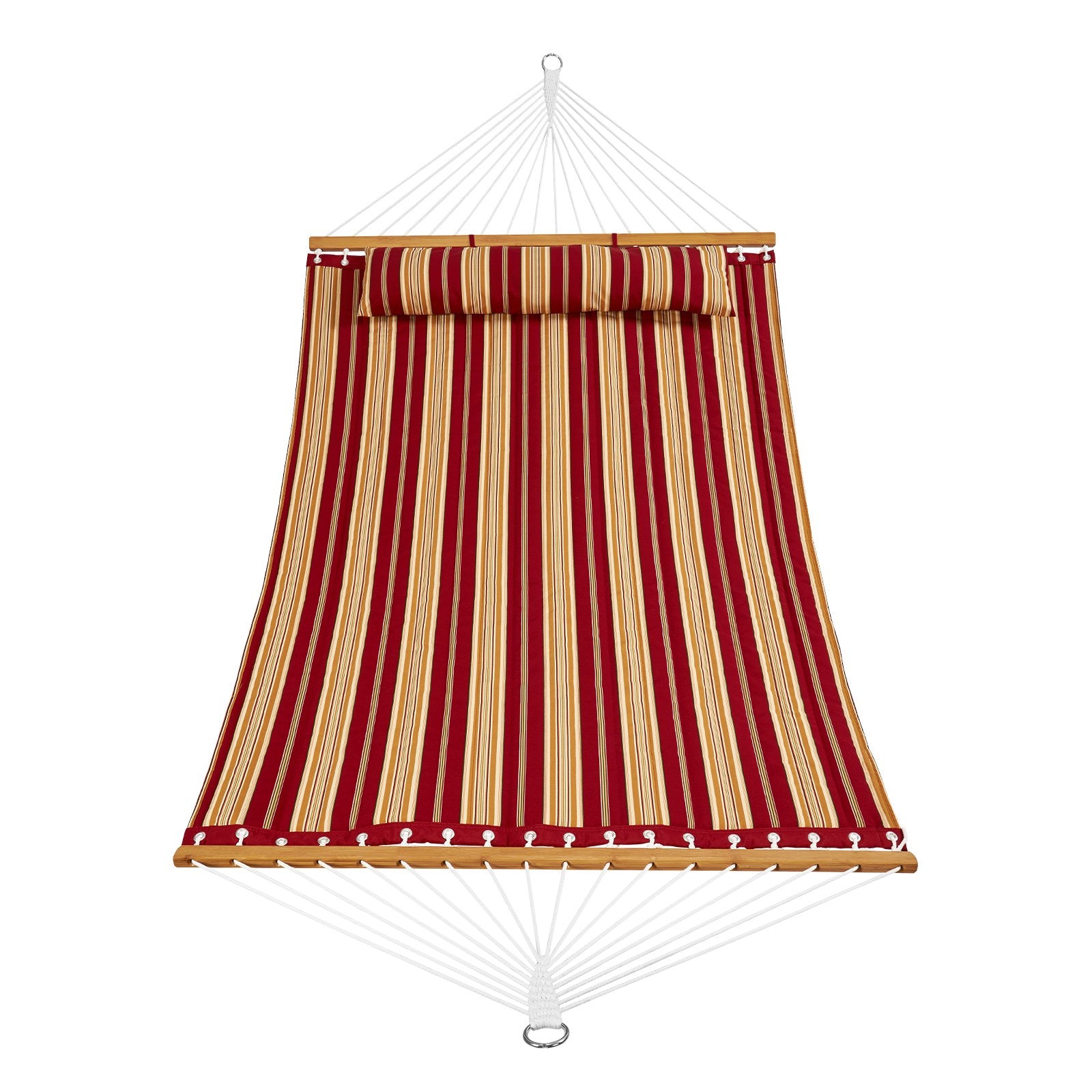 VEVOR Double Quilted Fabric Hammock, 12 FT Double Hammock with Hardwood Spreader Bars, 2 Person Quilted Hammock with Detachable Pillow and Chains for Camping Outdoor Patio Yard Beach, 480 lbs Capacity 11