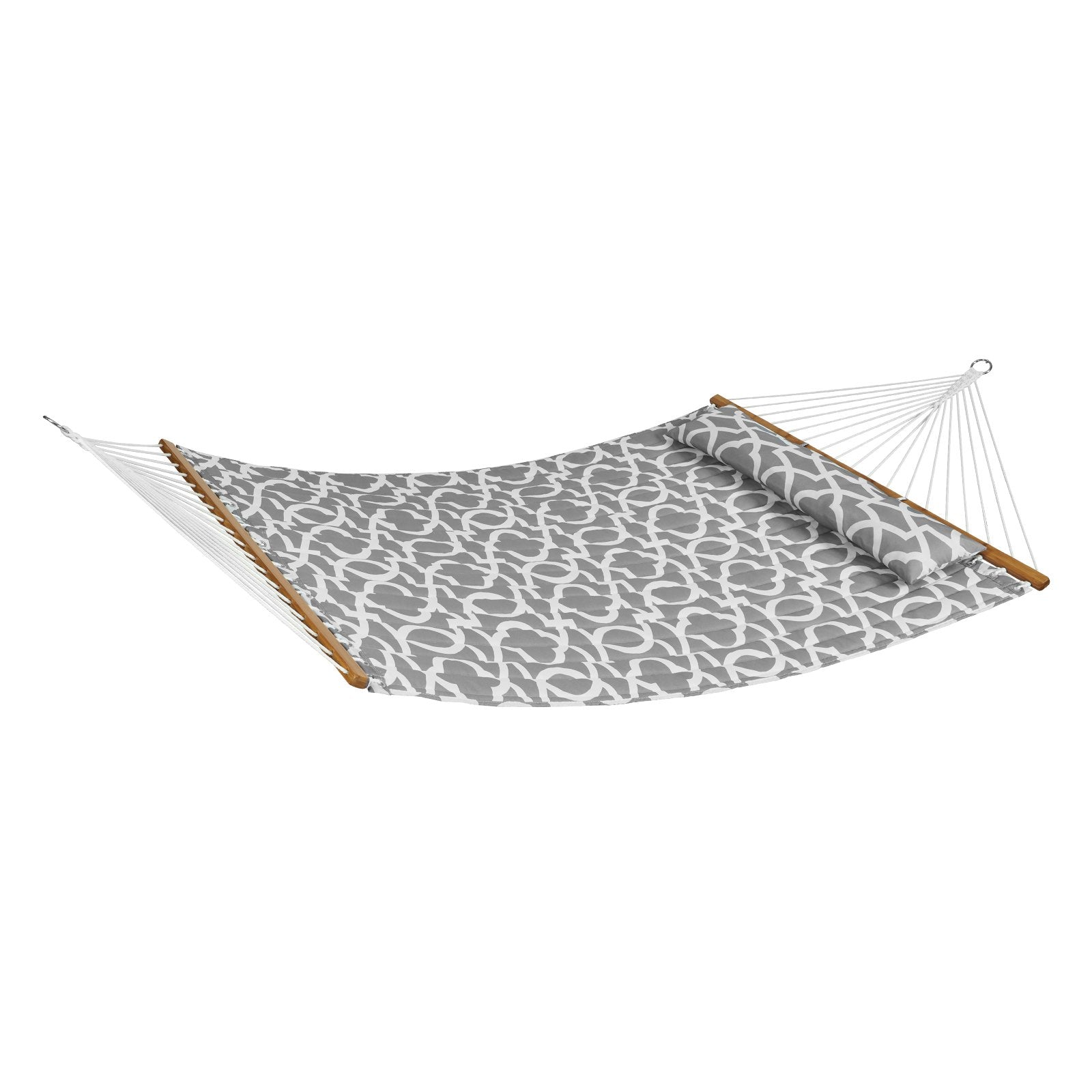 VEVOR Double Quilted Fabric Hammock, 12 FT Double Hammock with Hardwood Spreader Bars, 2 Person Quilted Hammock with Detachable Pillow and Chains for Camping Outdoor Patio Yard Beach, 480 lbs Capacity 10