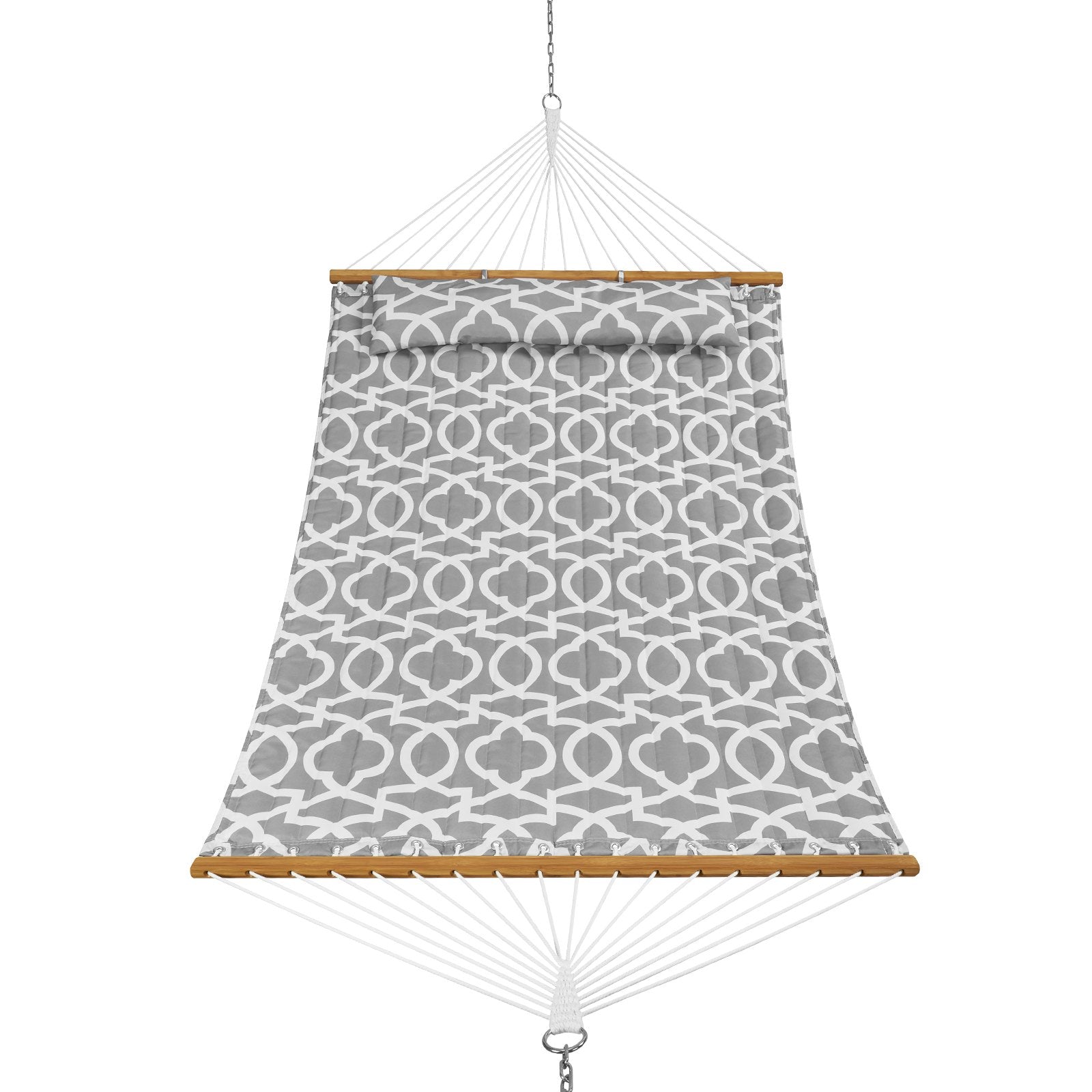 VEVOR Double Quilted Fabric Hammock, 12 FT Double Hammock with Hardwood Spreader Bars, 2 Person Quilted Hammock with Detachable Pillow and Chains for Camping Outdoor Patio Yard Beach, 480 lbs Capacity 11