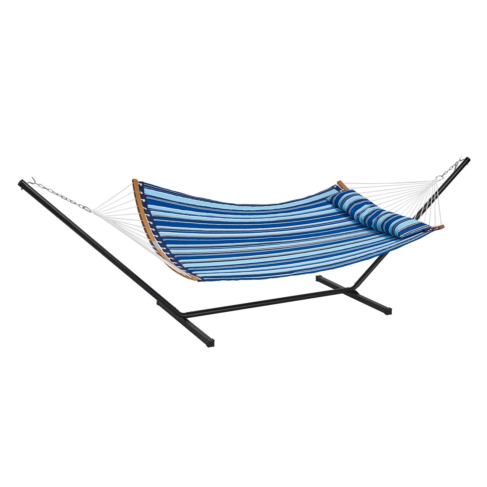 VEVOR Two Person Hammock with Stand Included, Double Hammock with Curved Spreader Bar and Detachable Pillow and Portable Carrying Bag, Perfect for Outdoor Freestanding Hammock, 480lb Capacity 10