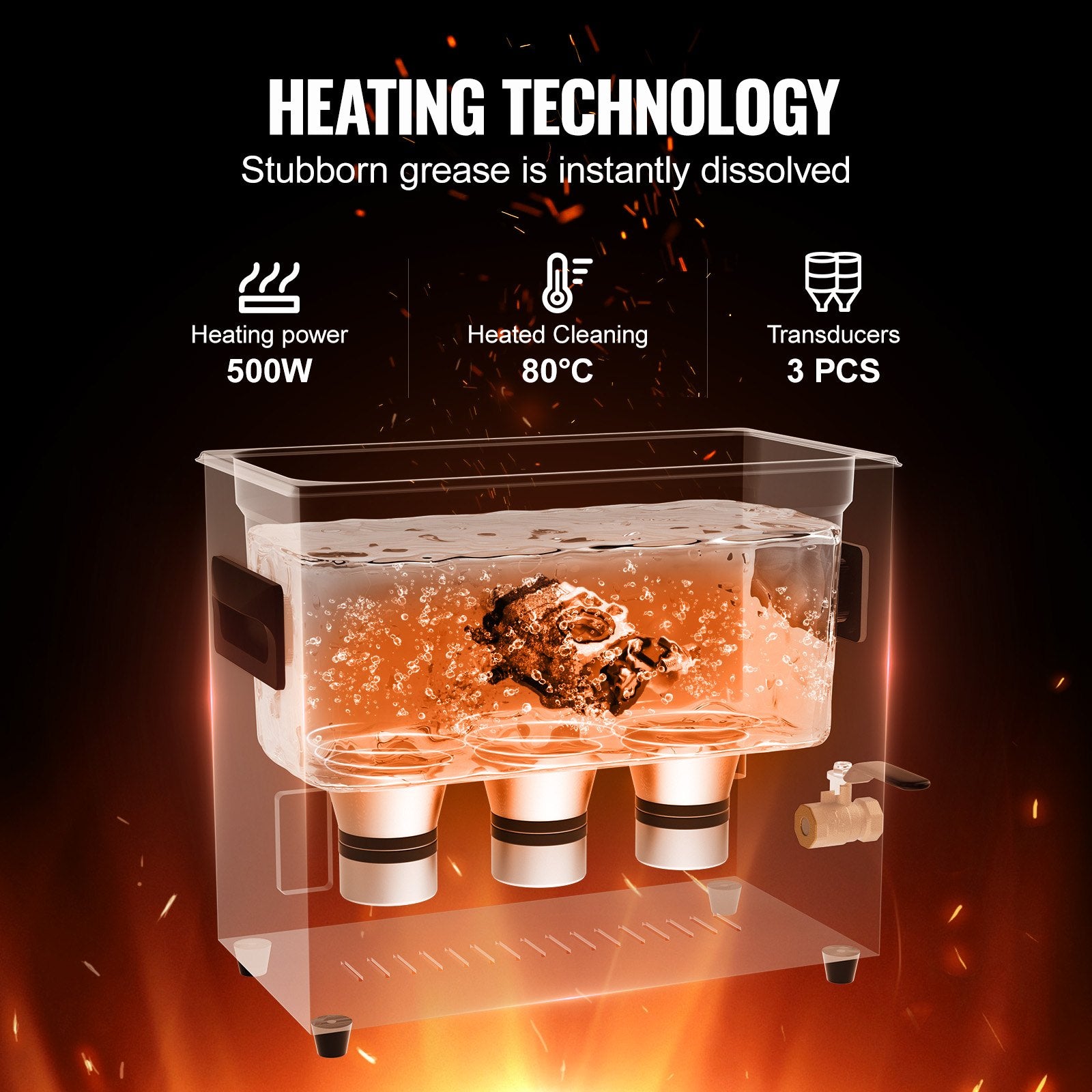 VEVOR 6L Ultra Sonic Cleaner, 180W Digital Ultrasonic Cleaning Machine with Gentle Mode & Upgraded Degassing, 40kHz Industrial Ultrasound Cleaner with Heater & Timer for Retainer, Jewelry, Tools 3