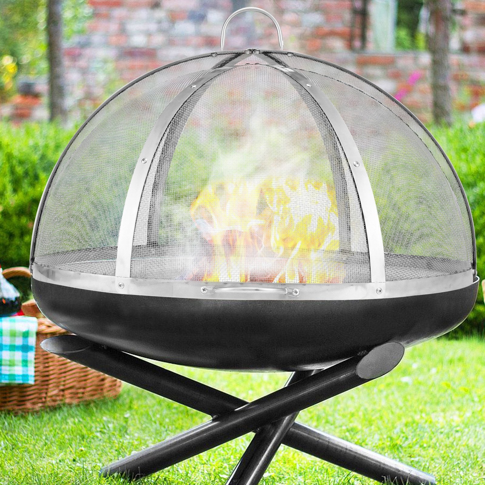 VEVOR Firepit Spark Screen Lid, 40" Diameter, Outdoor Firepit Ring Cover Round Accessories, Fire Pit Metal Cover, Easy-Opening Stainless Steel Fire Ring Covers for Outdoor Patio Fire Pits Backyard 8