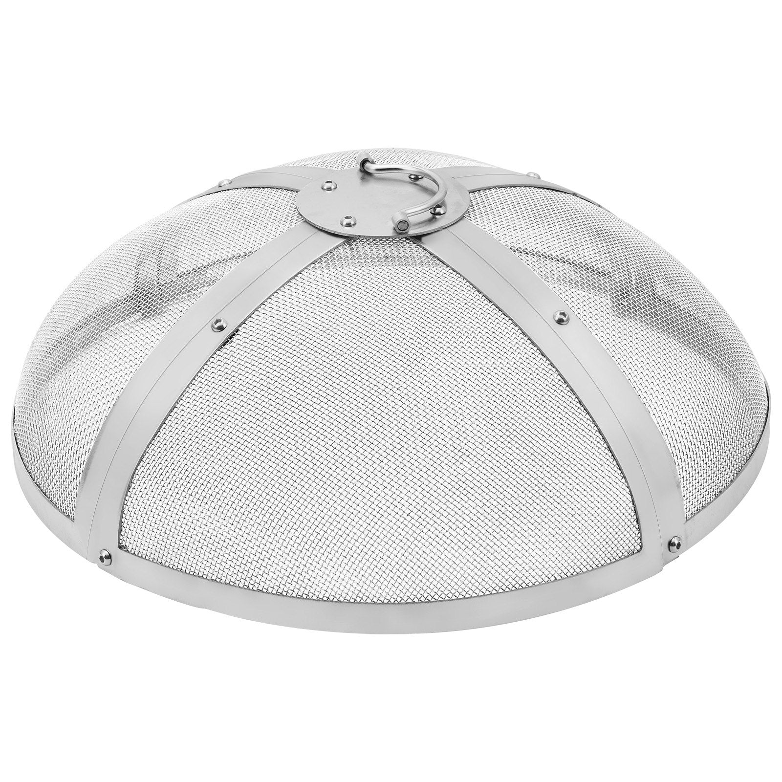 VEVOR Fire Pit Spark Screen Round 20", Reinforced Heavy Duty Steel Metal Cover, Outdoor Firepit Lid, Easy-Opening Top Screen Covers Round with Ring Handle for Outdoor Patio Fire Pits Backyard