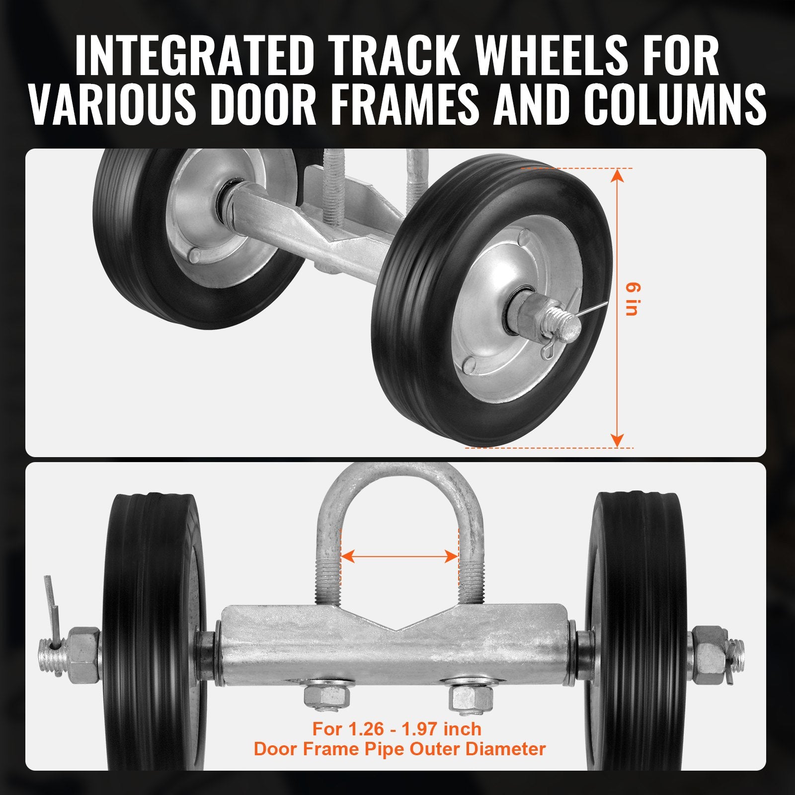 VEVOR Sliding Gate Kit 6” Heavy Duty Rolling Hardware for Door 600 lbs Load 4