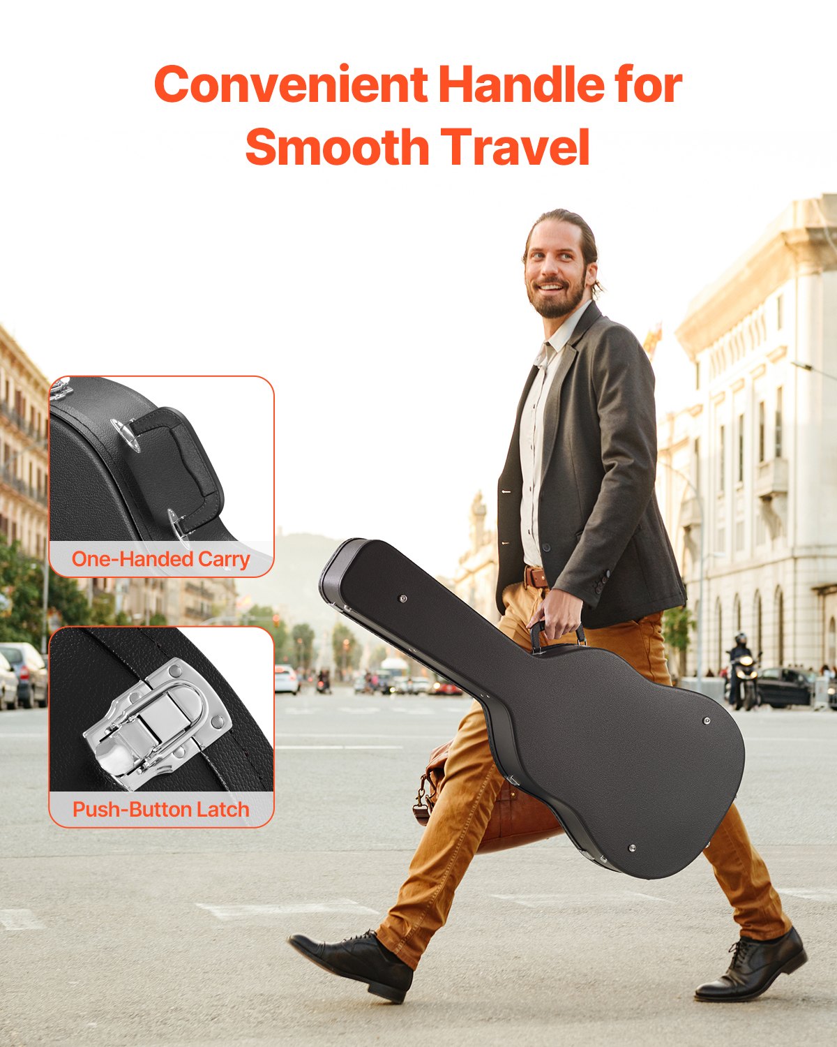 VEVOR Acoustic Guitar Hard Case 1100 mm With Lock Key And for Acoustic Guitar 5