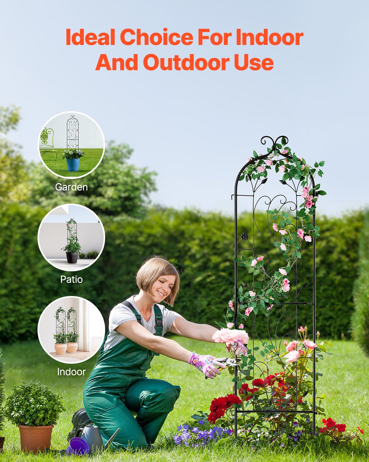 VEVOR 2 Packs Metal Garden Trellis for Climbing Plant Support 60x15 in Rustproof 6