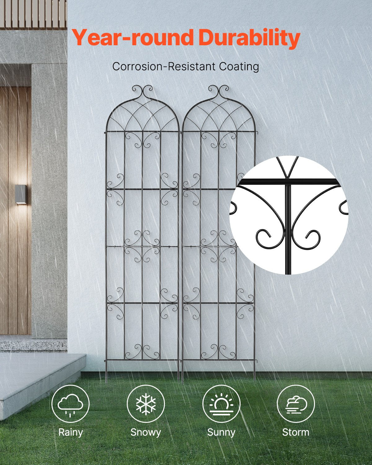 VEVOR 2 Packs Metal Garden Trellis for Climbing Plant Support 87x20 in Rustproof 4