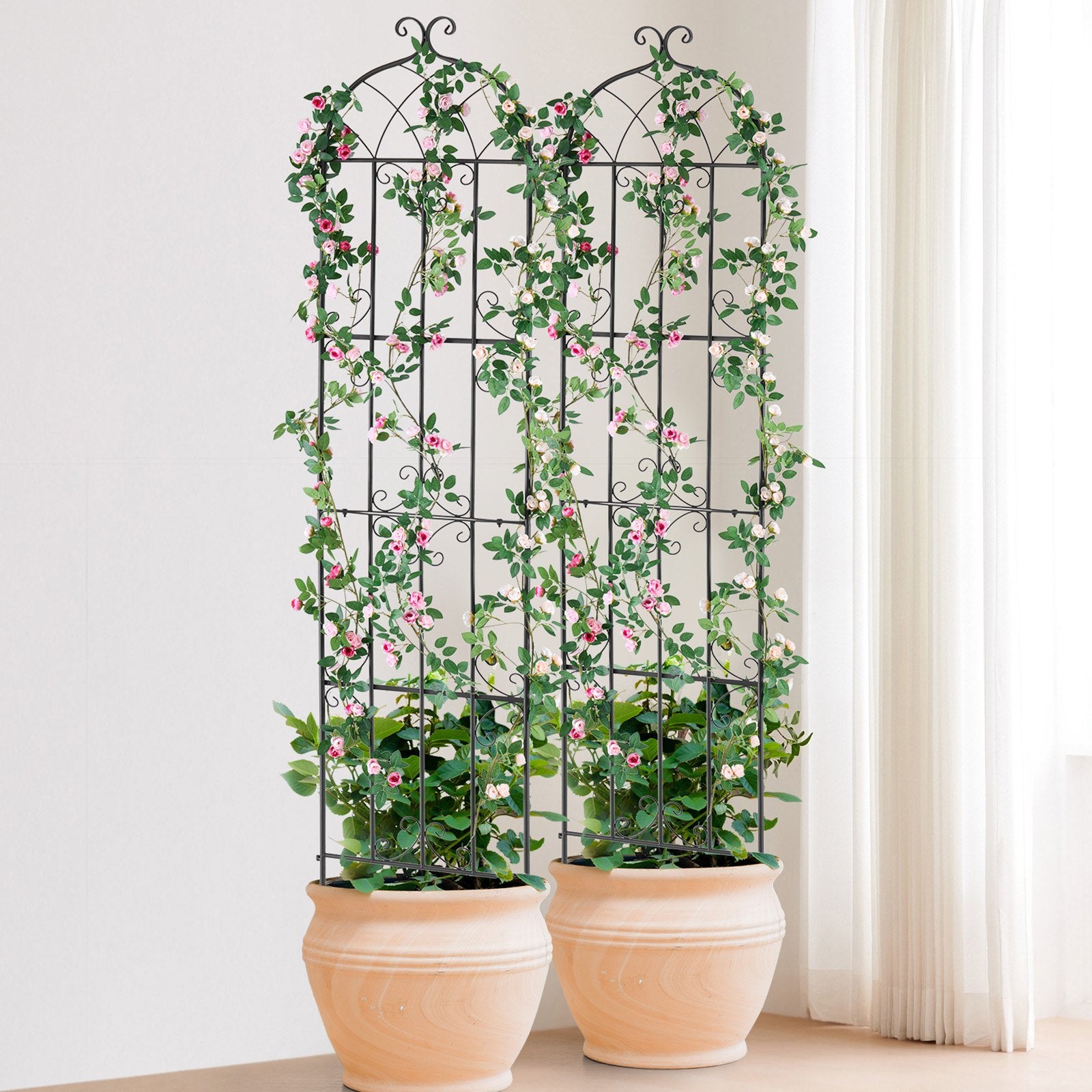 VEVOR 2 Packs Metal Garden Trellis for Climbing Plant Support 87x20 in Rustproof 8