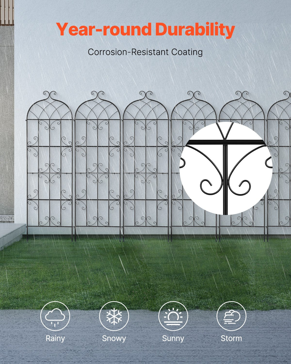 VEVOR 4 Packs Metal Garden Trellis for Climbing Plant Support 71x20 in Rustproof 4