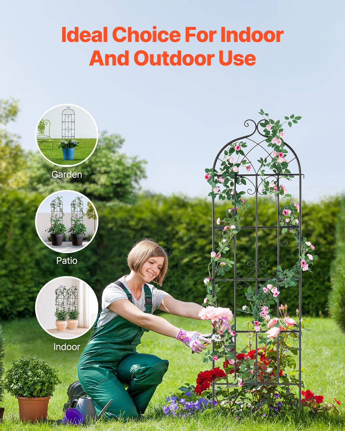 VEVOR 4 Packs Metal Garden Trellis for Climbing Plant Support 71x20 in Rustproof 6