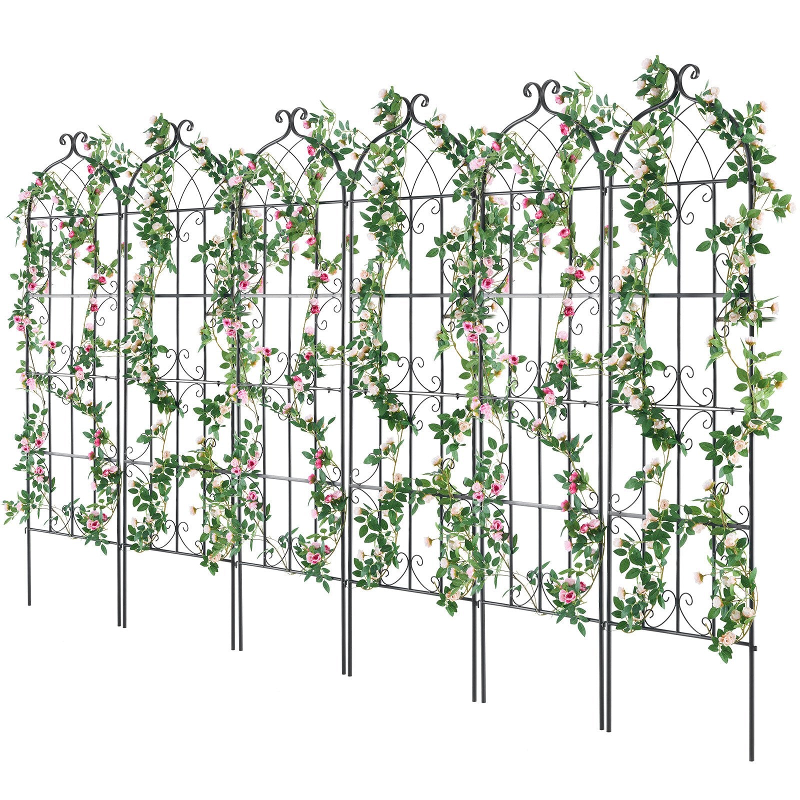 VEVOR 4 Packs Metal Garden Trellis for Climbing Plant Support 71x20 in Rustproof 10