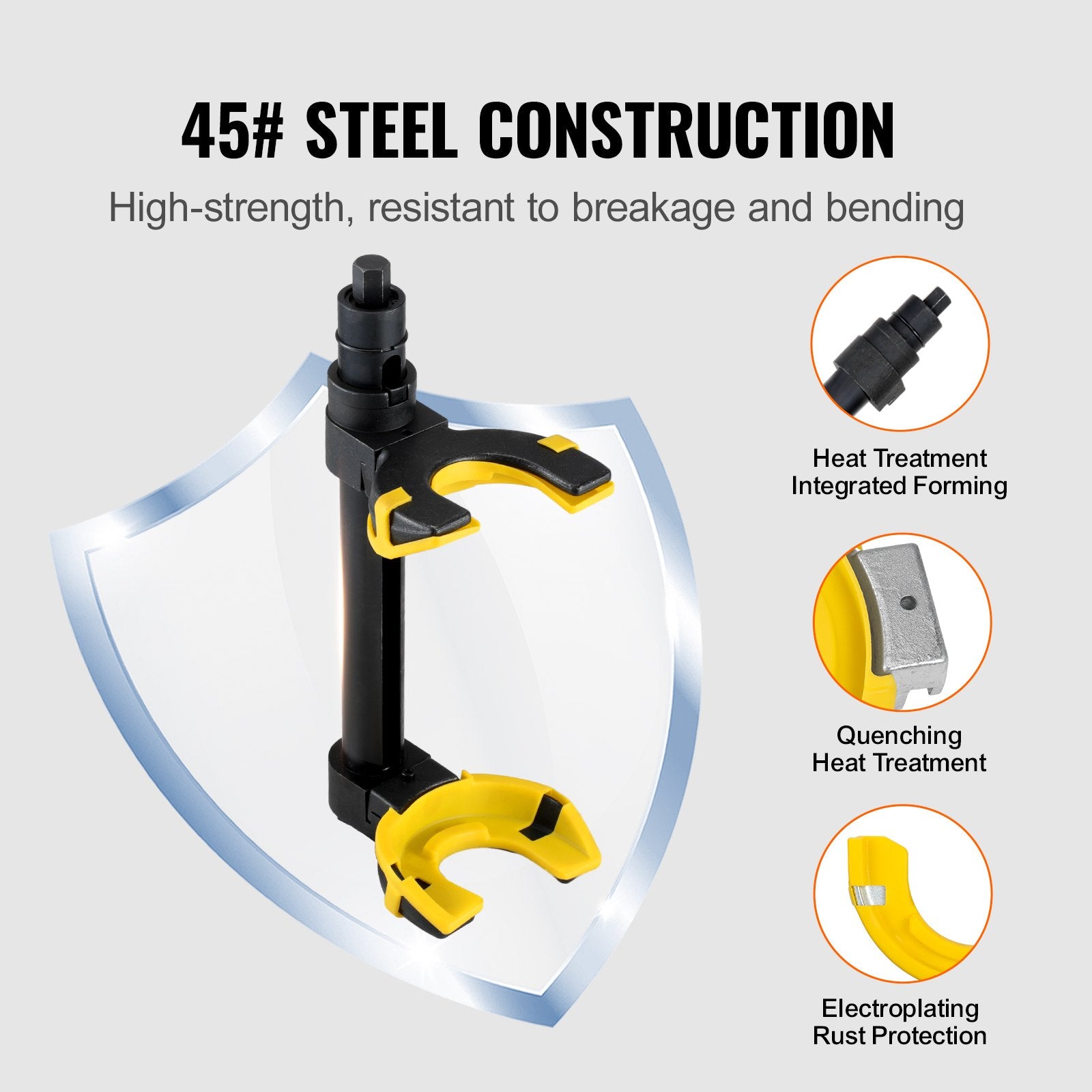 VEVOR Strut Spring Compressor Set, Macpherson Strut Spring Compressor Kit, Interchangeable Fork Strut Coil Extractor Remover Tool, with Yellow Protective Sleeve and Carrying Case 5