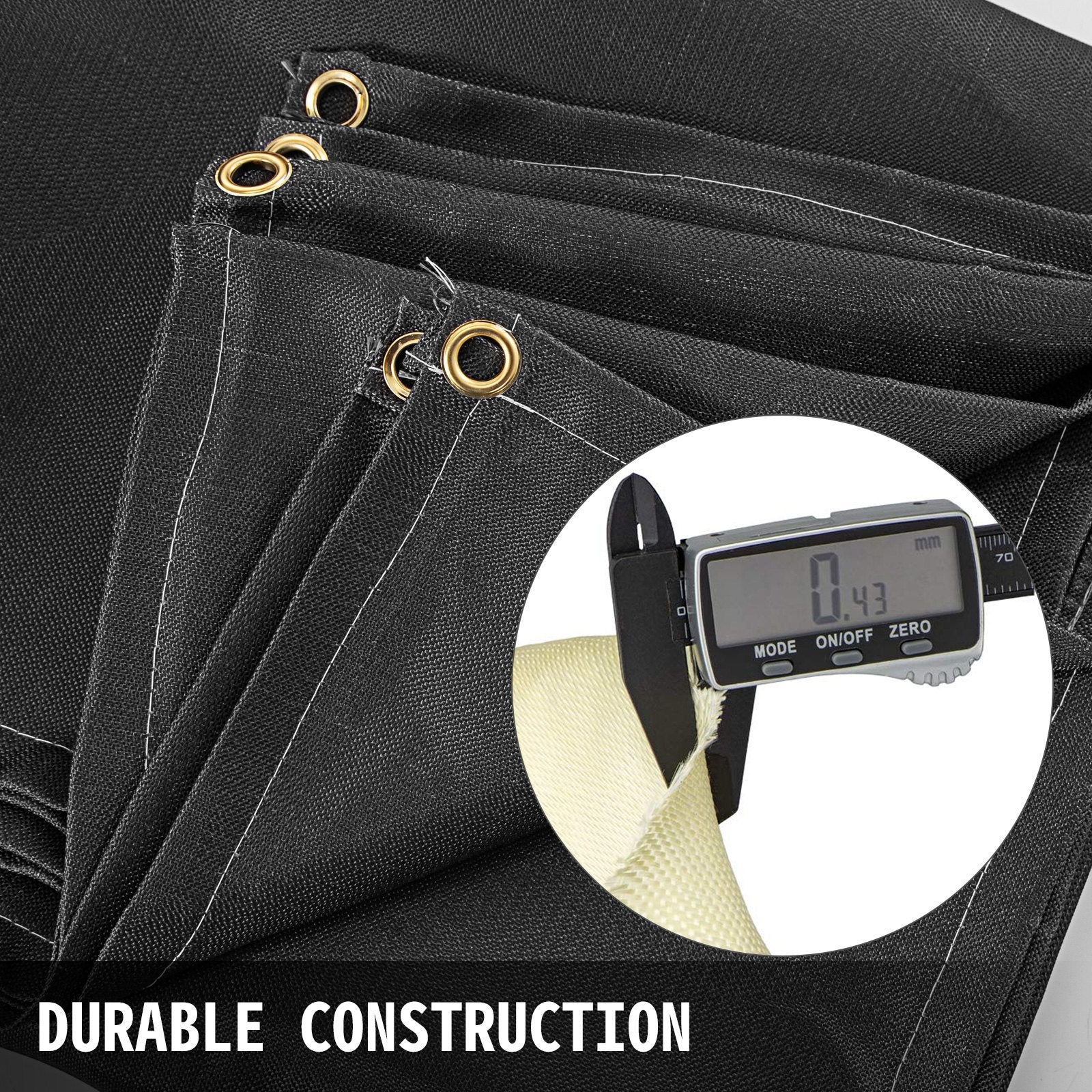 VEVOR 10 x 10 Ft Welding Blanket Black Fiberglass Blanket Portable Fiberglass Fire Retardant Blanket Welding Mat Welding Fireproof Thermal Resistant Insulation With Carry Bag 3